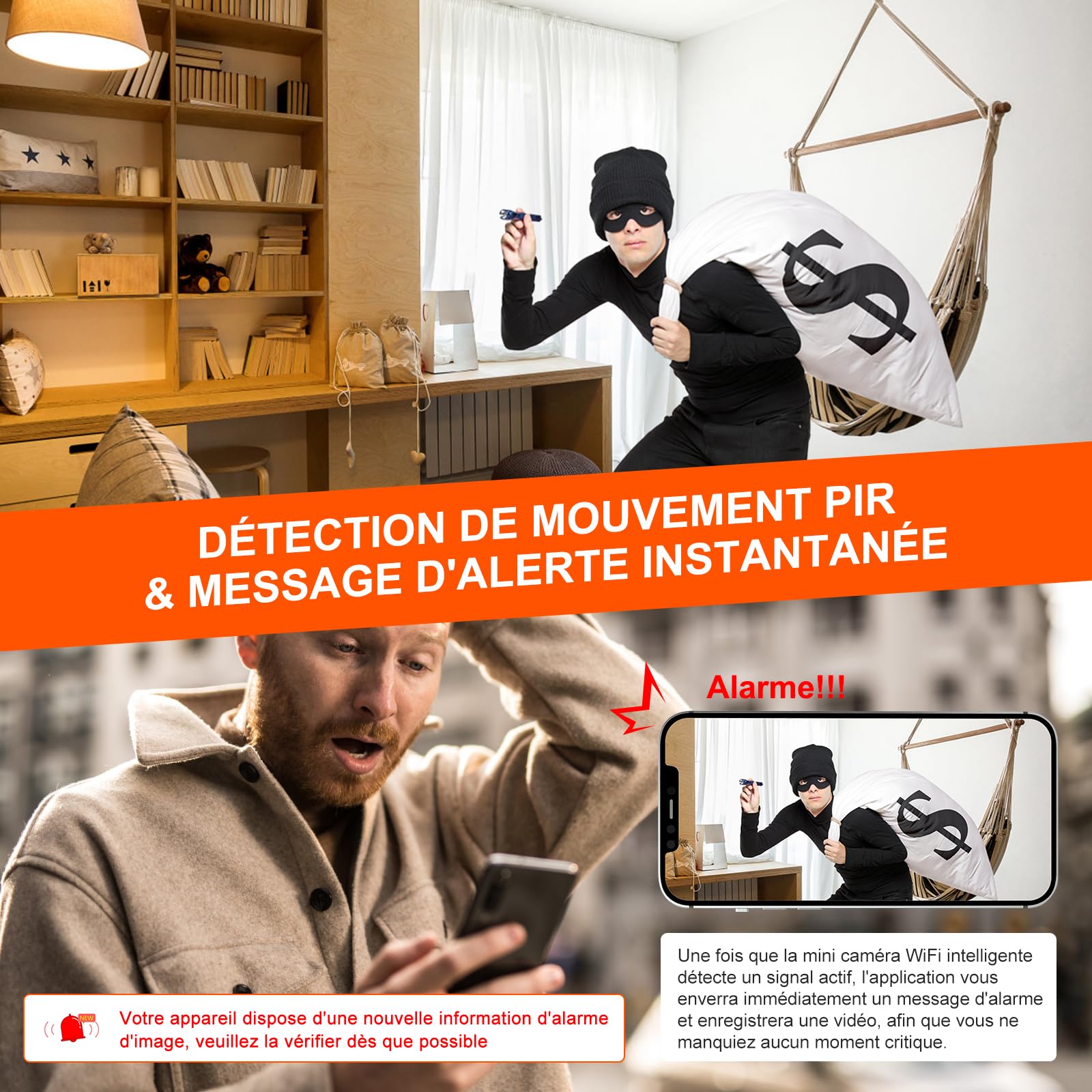 Bextgoo Mini Camera sans Fil, Options Wi-FI ou sans Wi-FI, 4K Camera de Surveillance sans Internet avec avec Carte TF 32 Go, Vision Nocturne, Mini Camera pour Maison/Intérieur/Extérieur(Noir)