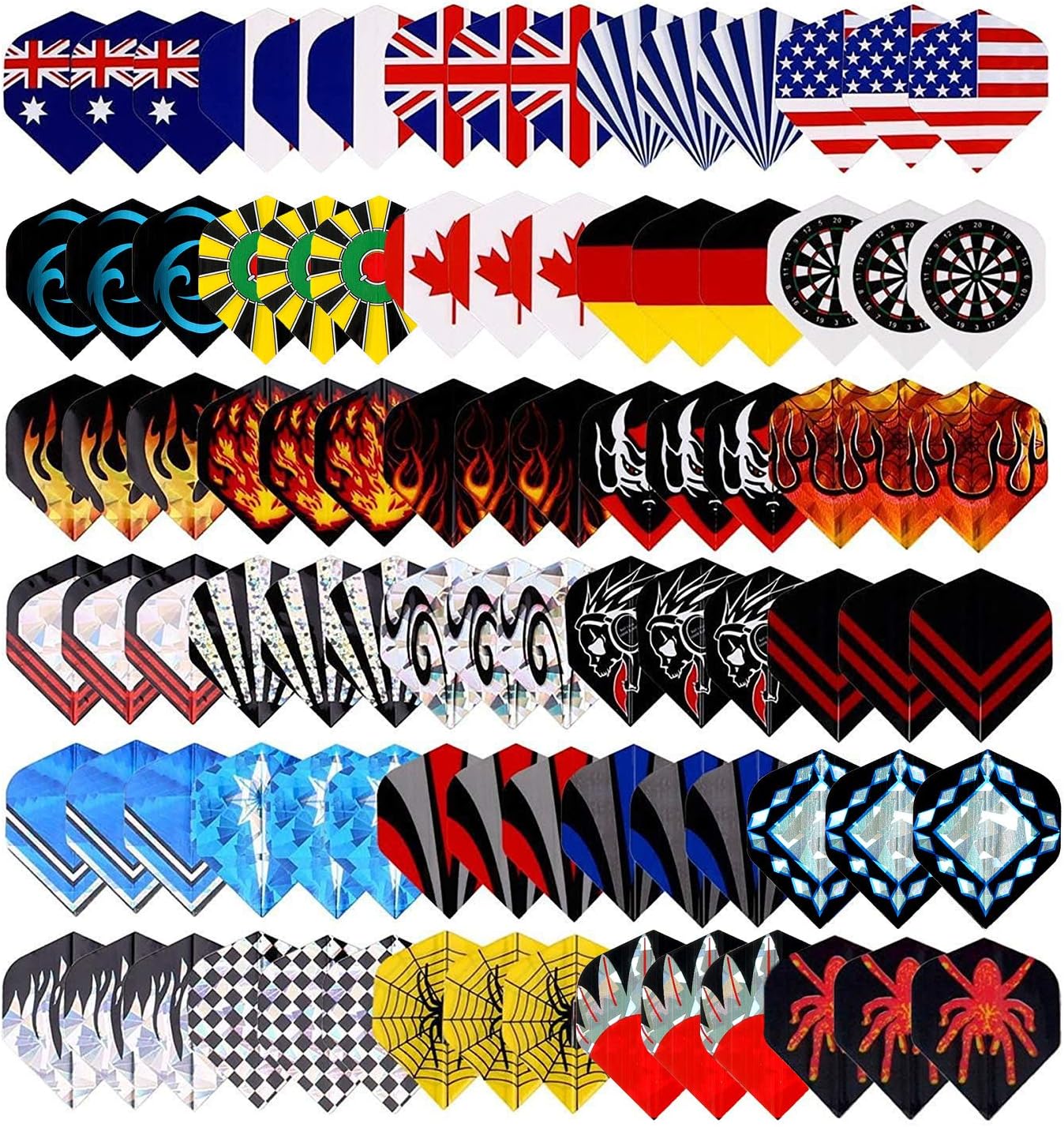 25 Sets/ 75 Pcs Wholesale Dart Flights Sets 2D And 3D Bling Extra Thick Long Life Laser Aluminium Darts Flights