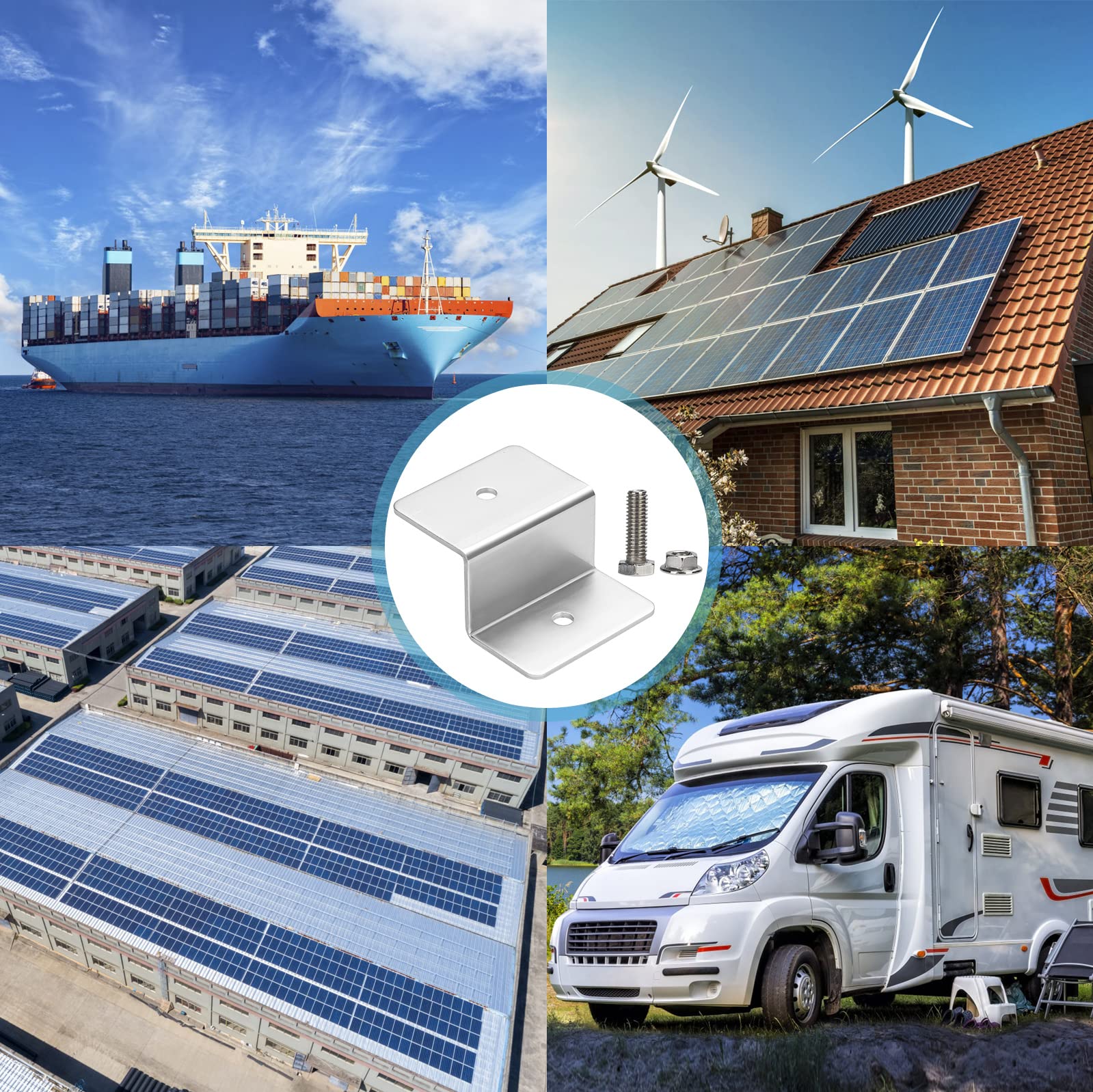 Moduł solarny, uchwyt, panel słoneczny, mocowanie do modułów solarnych, zestaw montażowy ze stopu aluminium, na balkon, do przyczepy kempingowej, łodzi, dachów, 4 sztuki