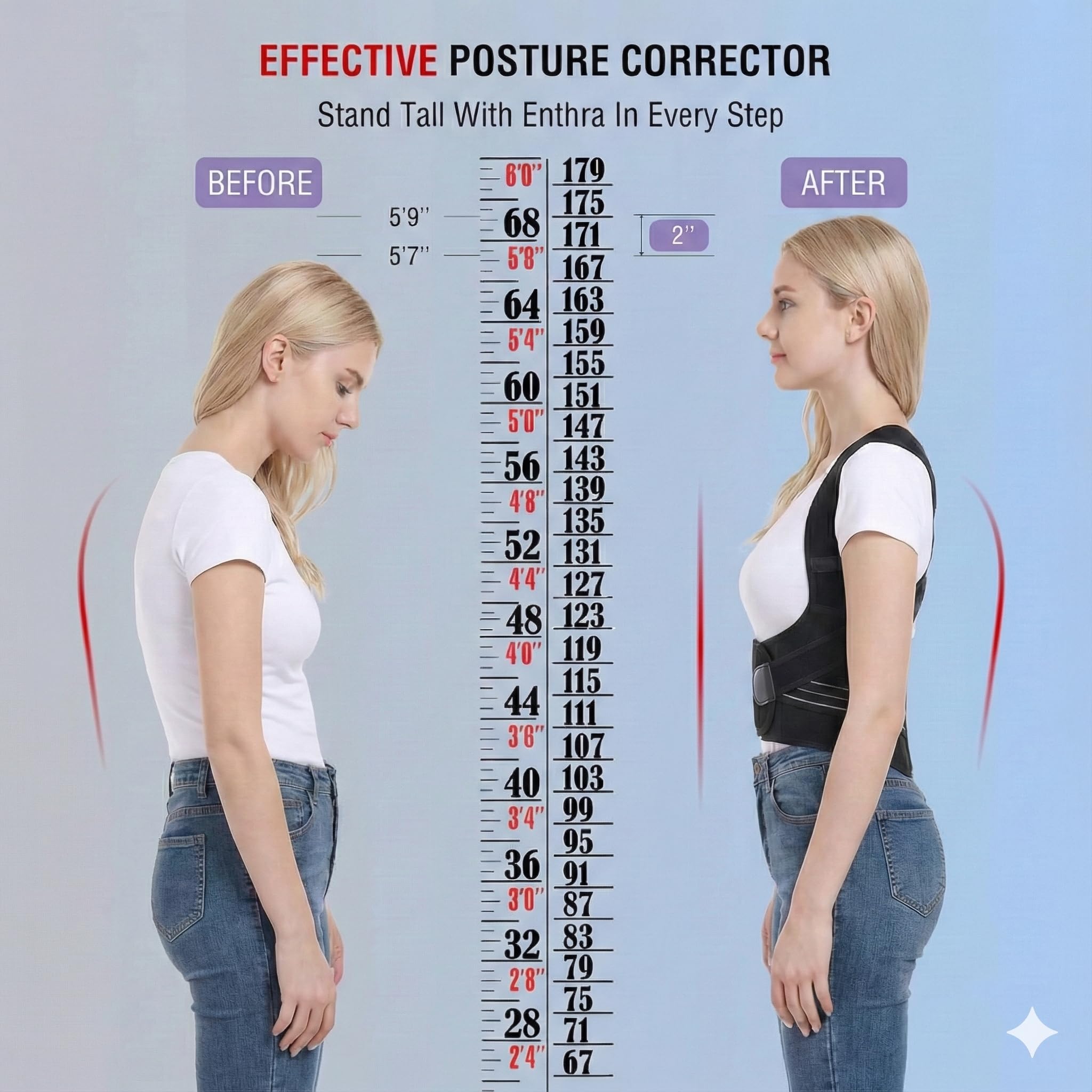 Back Posture Corrector Belt for Men & Women - Adjustable Back Support Belt for Back Pain Relief women Breathable Back Belt for Men & Women, Upper Back Straightener By Mommora (Chi-Posture-Corrector-Black-01) - Image 2 thumbnail