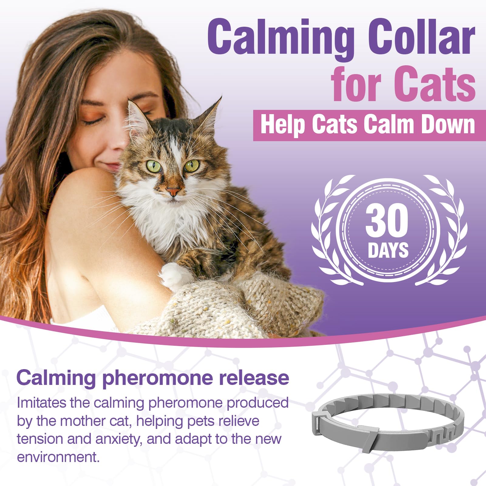 Tcllka Cat Calming Pheromone Collar 4 Pack – Adjustable Breakaway Cat Collar for Calming Support & Relaxation Waterproof 30-Day Continuous Wear for Travel, Grooming & Multi-Cat Homes - image 2
