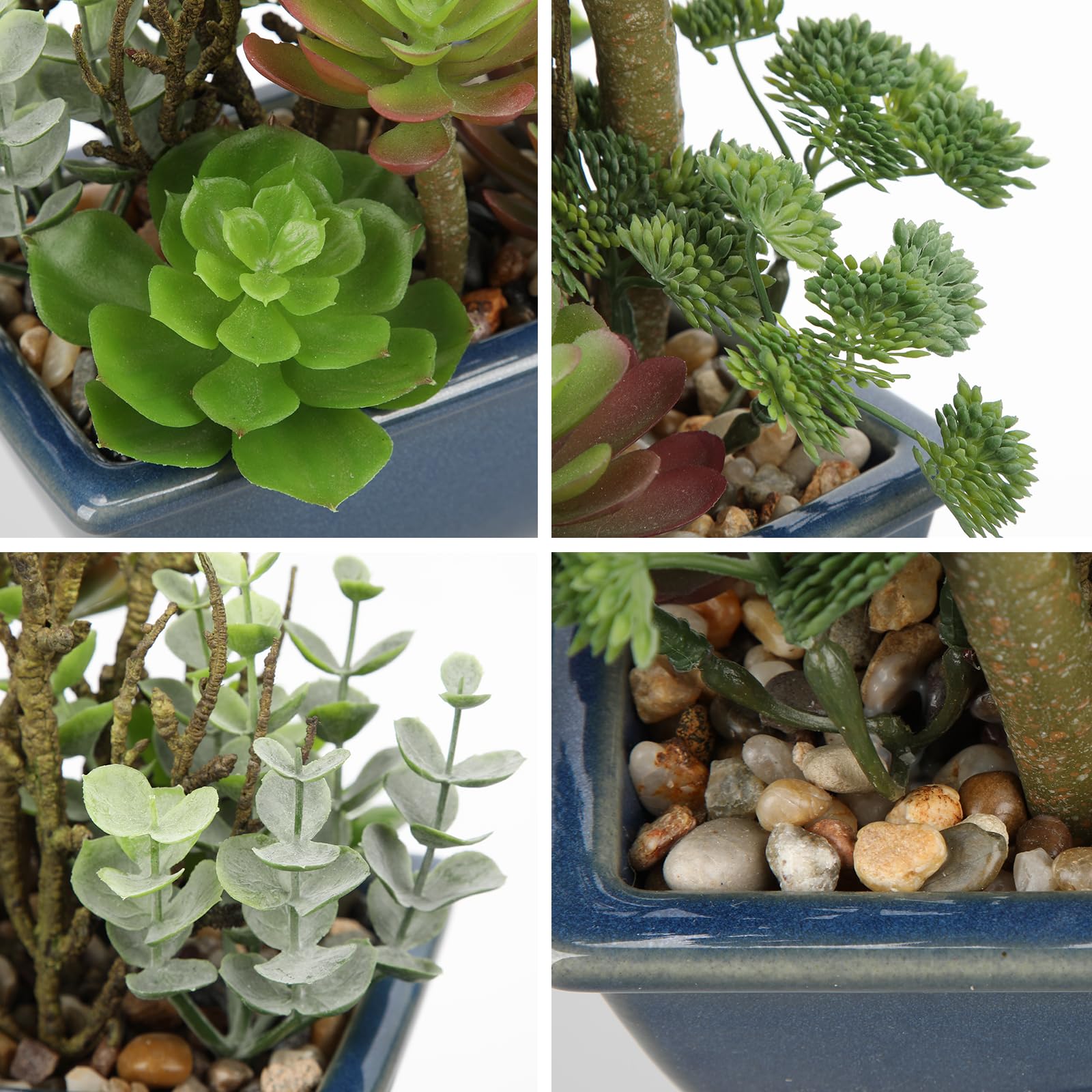 Oairse Small Artificial Succulent Plants Assorted Fake Plant in Ceramic Pots Fake Potted Plant Decorative Artificial Plants Indoor for Home Bathroom Kitchen Office Living Room Table Shelf Decor - Image 2