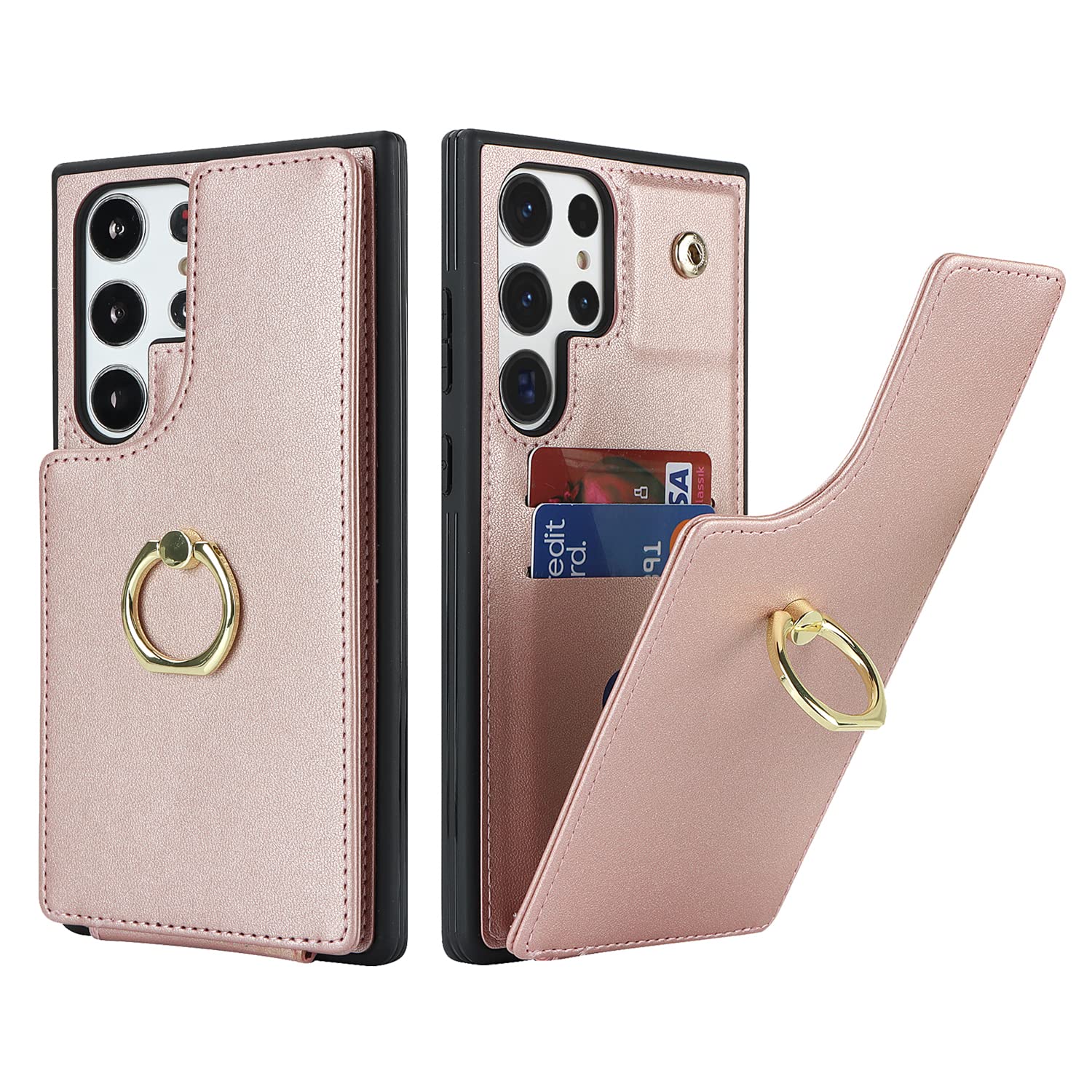 Lipvina for Samsung Galaxy S22 Ultra Case with Card Holder,Galaxy S22 Ultra Case Wallet for Women,Credit Card Holder,Ring Stand,Phone Wallet Cases 6.8