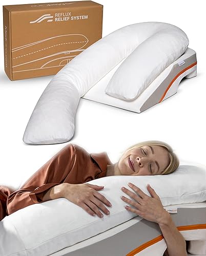 Sistema de alivio de reflujo MedCline, almohada en forma de cuña para la cama para el alivio del reflujo ácido y ERGE con almohada terapéutica para
