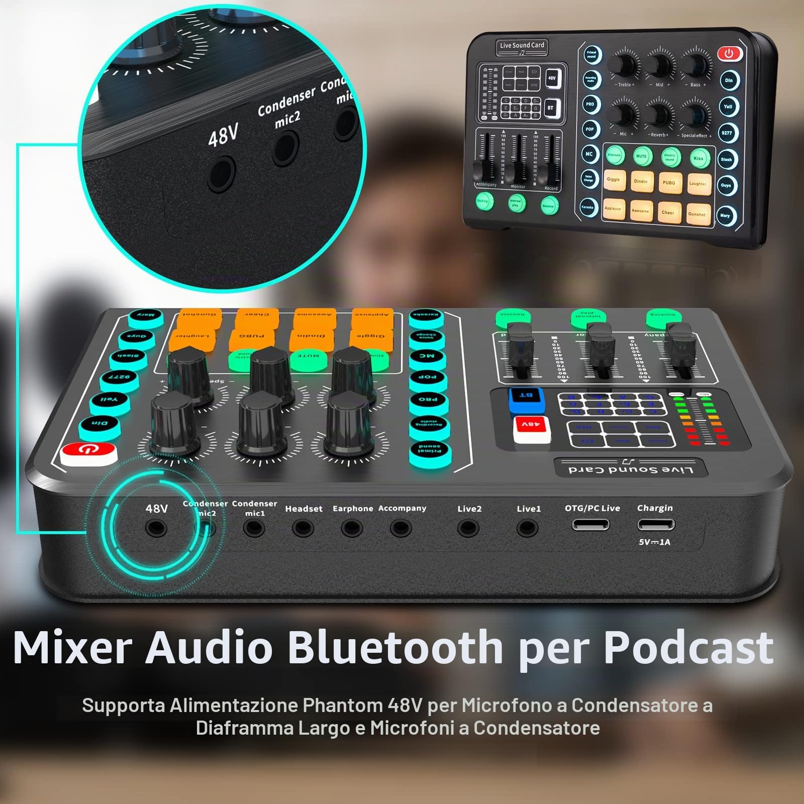 Podcast Equipment Bundle, Microfono a condensatore Bundle Mixer audio professionale, microfono podcast per Streaming Broadcast, Gaming, Registrazione, tiktok, YouTube