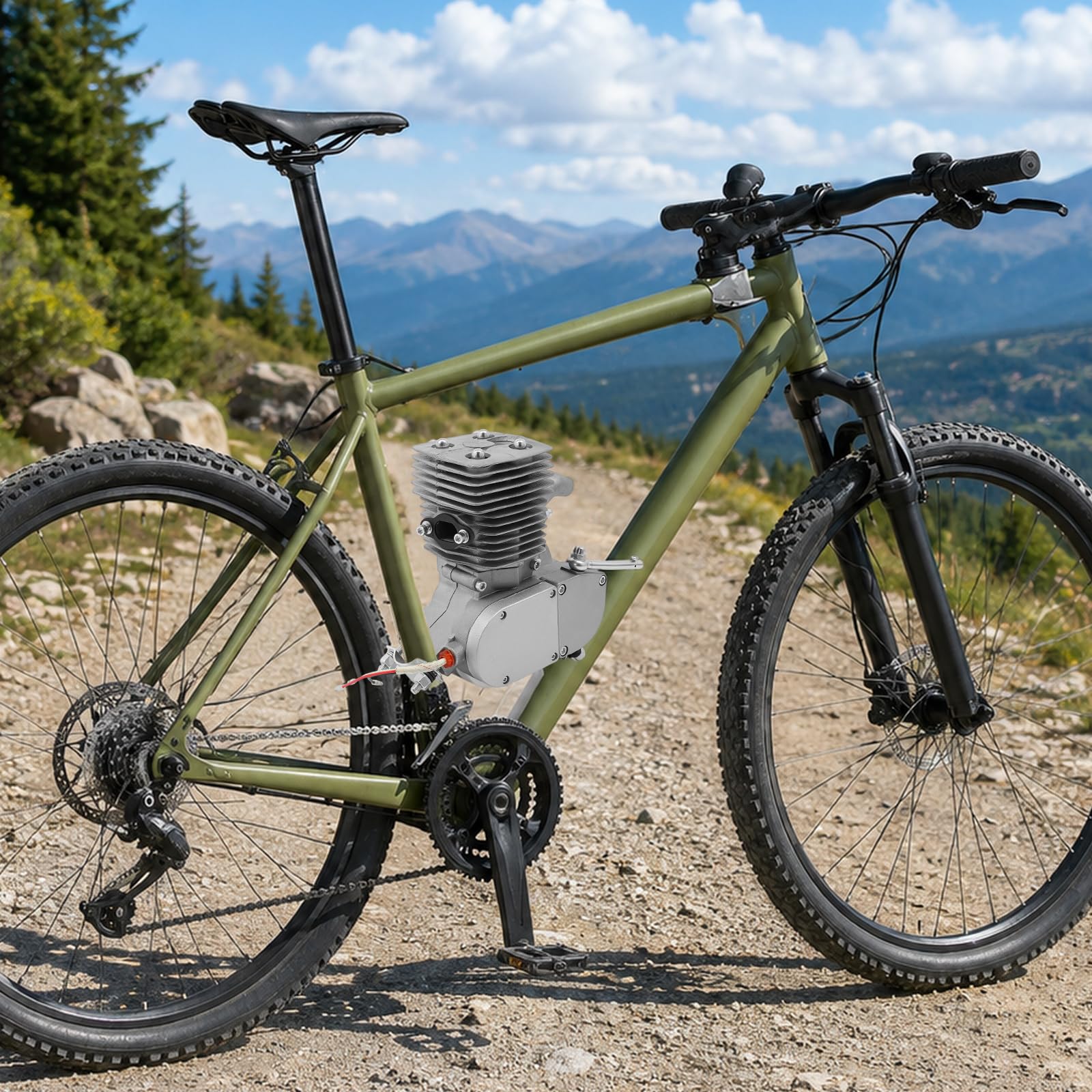 100 cm 2-suwowy zestaw silnika rowerowego, 36 zębów, 45 km/h, zestaw do konwersji silnika benzynowego, jednocylindrowy, chłodzony powietrzem, z zapłonem CDI, zbiornik 2 l, do ramy V 26 28", rower