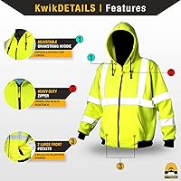 Vista 5 de KwikSafety - Charlotte, NC - Sudadera de forro polar de seguridad para hombres Chaqueta reflectante de alta visibilidad y PPE, ligera