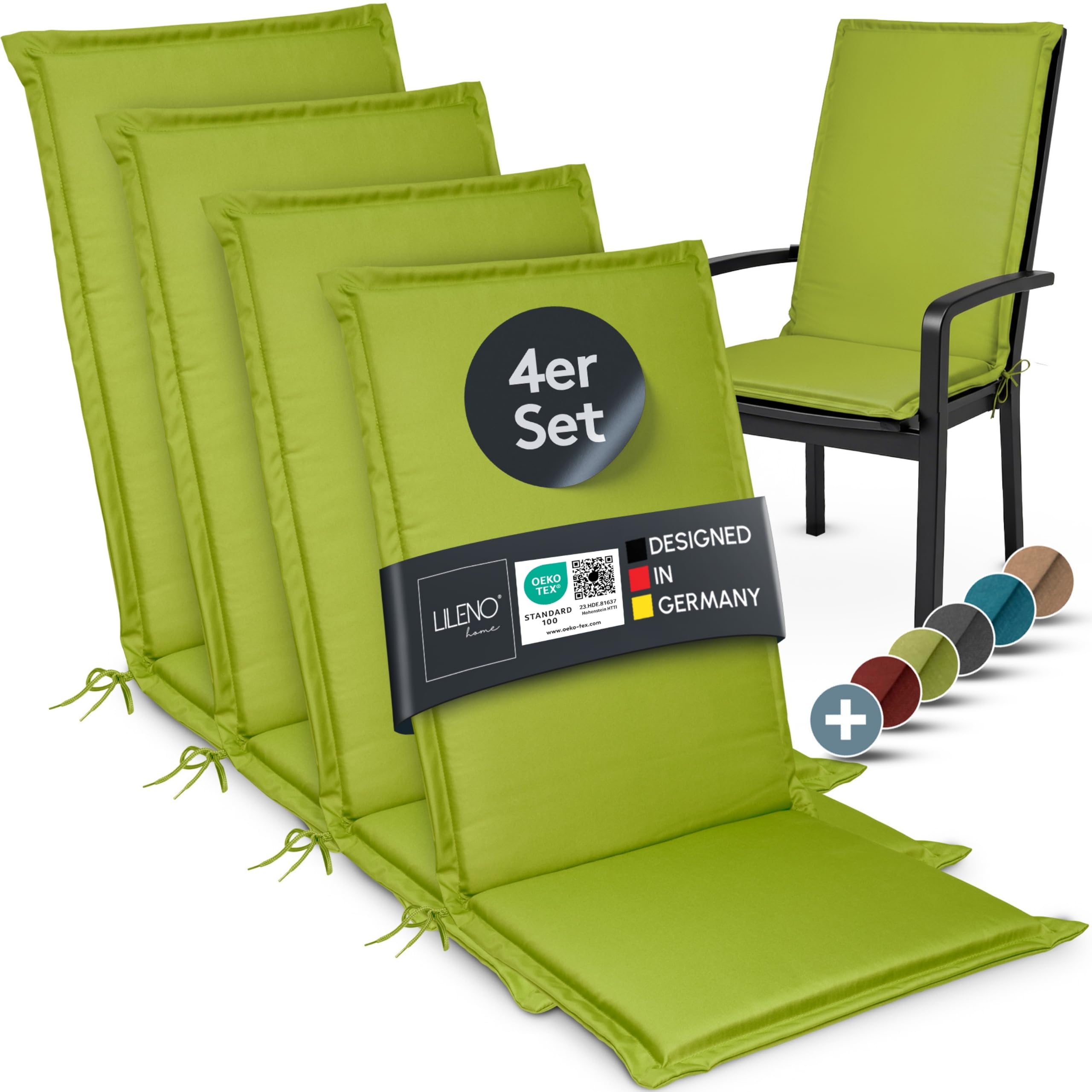 LILENO HOME Gartenstuhl Auflagen Bequeme Liegen als Sitzauflagen für Gartenmöbel - Stuhlkissen für Gartenstühle und Klappstühle Miami