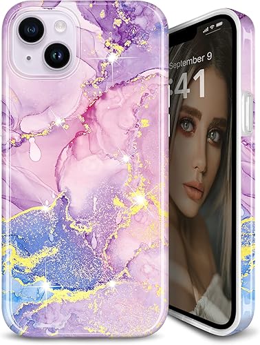 JIAXIUFEN Funda diseñada para iPhone 11, diseño de mármol con purpurina dorada, a prueba de golpes, funda de silicona de goma suave, funda de