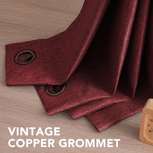 Miniatura 4 de H.VERSAILTEX - Cortina opaca de lino de 96 pulgadas de largo con aislamiento térmico, ojales y aspecto de lino, textura de arpillera, para