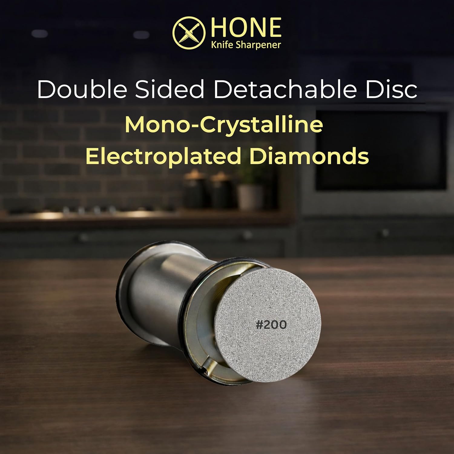 #𝟐𝟎𝟎 𝗗𝗶𝗮𝗺𝗼𝗻𝗱 𝗗𝗶𝘀𝗰 for 𝗛𝗢𝗡𝗘 𝗞𝗻𝗶𝗳𝗲 𝗦𝗵𝗮𝗿𝗽𝗲𝗻𝗲𝗿, Premium Coarse Re-Profiling Rolling Knife Sharpener Disc, Mono-Crystalline Electroplated for Dull Blades & Make a New Edge