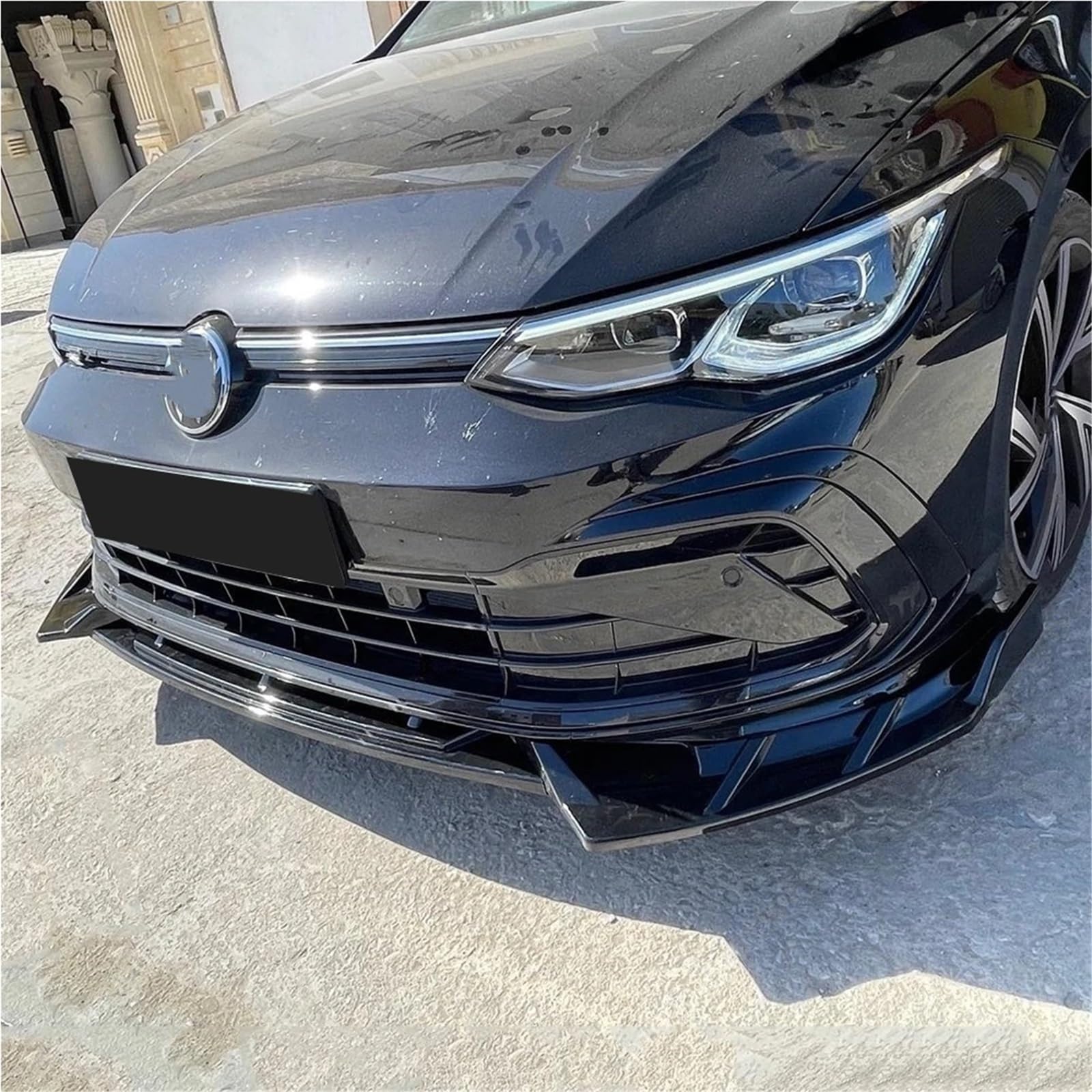 Kompatybilny z Volkswagen Golf 8 MK8 GTI R-Line 2020-2023 przed liftingiem dokładka przedniego zderzaka dyfuzor dyfuzor zestaw do tuningu nadwozia Spoiler czarny ABS