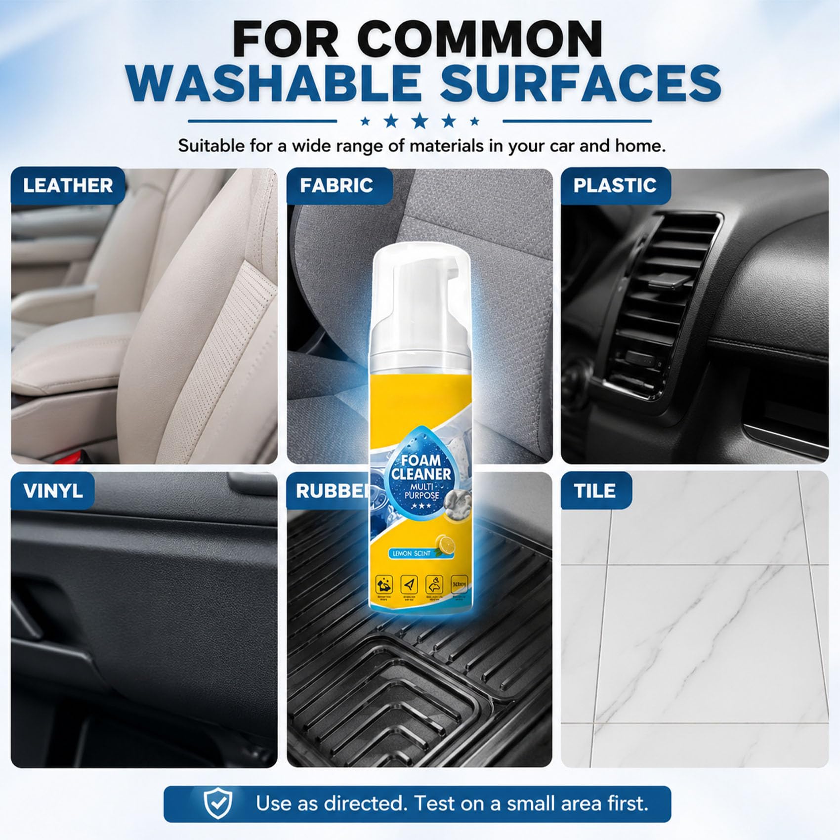 Jeeeun Foam Cleaner all Purpose, Deep Cleaning Foam Cleaner for Car Interior, Dashboard, Seats, Kitchen, Bathroom Tile And Home Surfaces (3pcs)