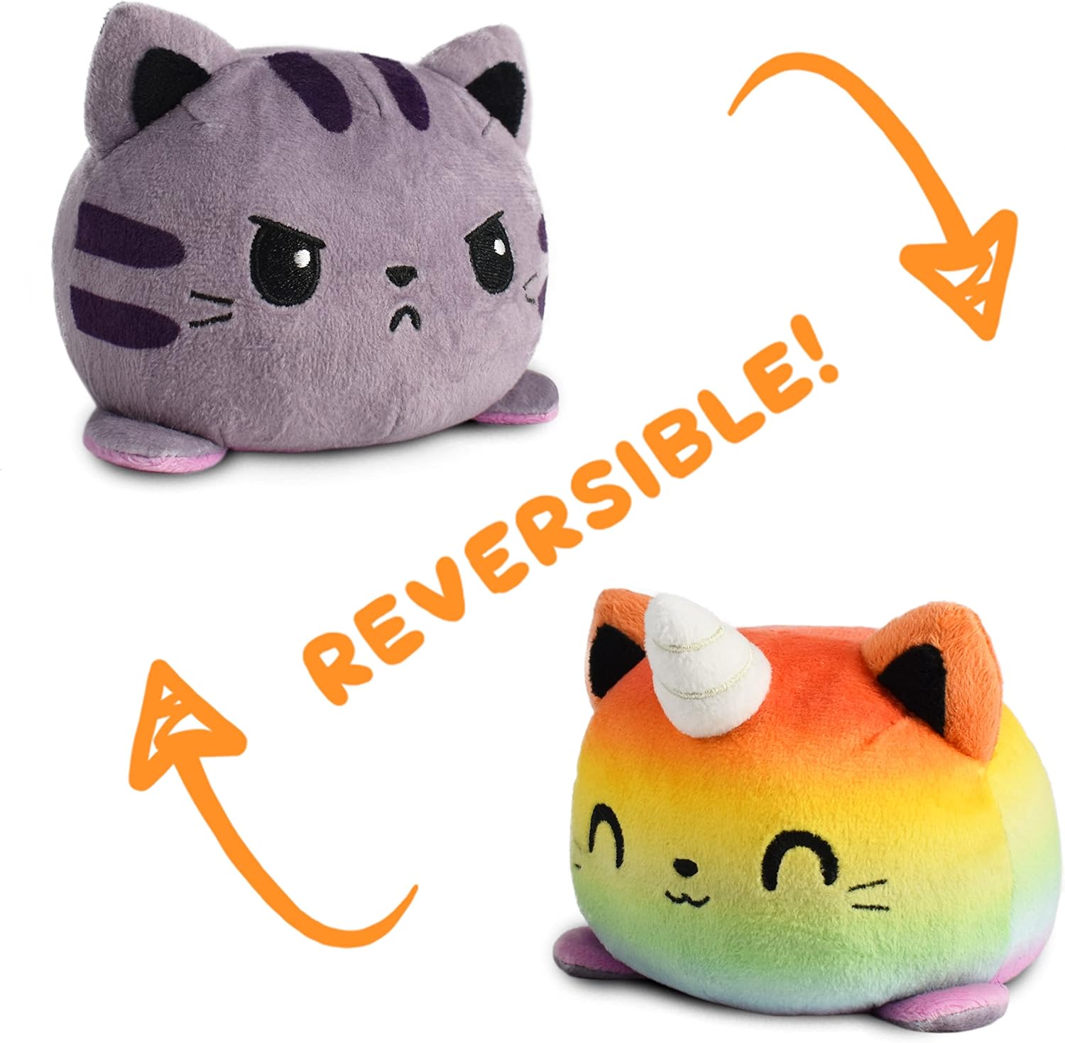 TeeTurtle The Original Reversible Cat Plushie Rainbow