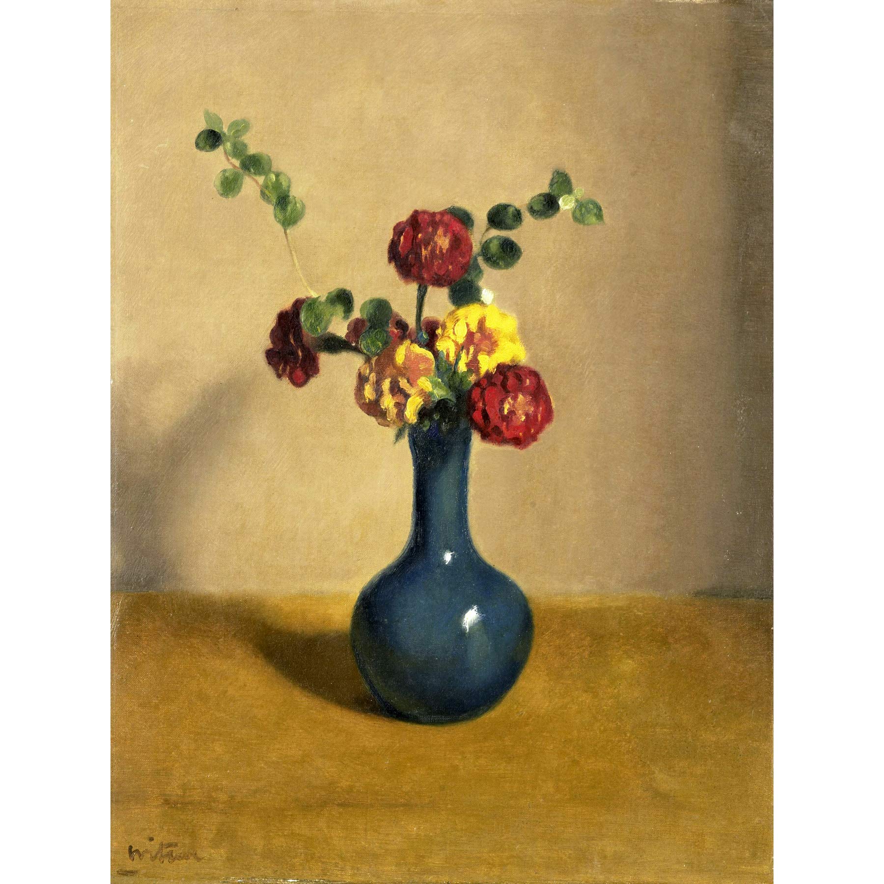 Artery8 Willem Witsen Marigold In A Blue Vase Painting Large Wall Art Poster Print Thick Paper 18X24 Inch