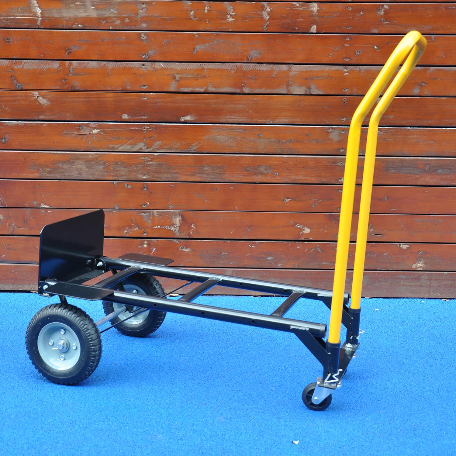 Carrello a mano convertibile, resistente, 2 in 1, con capacità di 362,9 kg, con 4 ruote non piatte, per traslochi, magazzini, uffici, alimentari, giardino e uso industriale (nero-A)