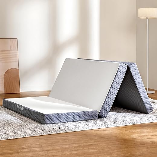 Sweetnight Tri Folding Mattress - 4-inch Foldable Mattress with a Collapsible and Washable Cover | Medium-Firm with Non-Slip Design | Suitable for RV Travel, Camping, Guest （Twin）