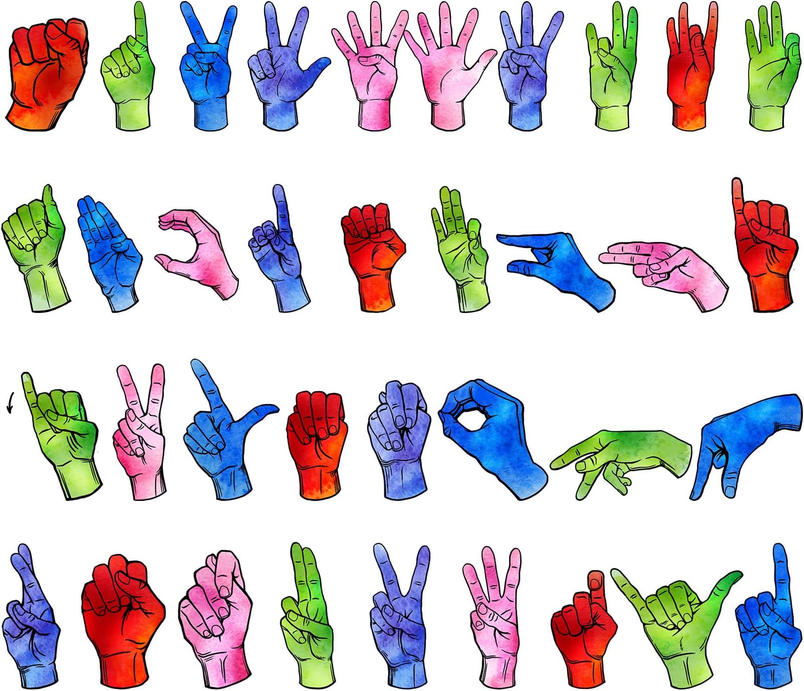 36 Pcs ASL Magnets ASL Classroom Alphabet Magnets Learn American Sign Language Gift for Hearing Impaired and Speech Therapists Teaching and Classroom Supplies for Office Home Wall Decor (Vivid)