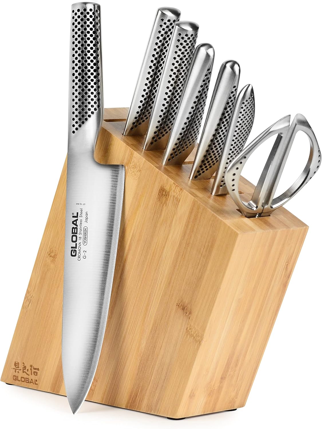 Global 8 Piece Knife Set with Bamboo Block