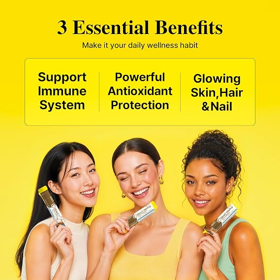 DONGKOOK Vita Pop Korean Vitamin C Powder 2,000mg Zero Sugar Vitamin D & Biotin Stick, Lemonade Drink, Vitamin C Supplements, Immune Support & Antioxidants Korean Supplements Lemon 30 Packets
