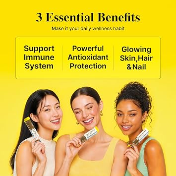 DONGKOOK Vita Pop Korean Vitamin C Powder 2,000mg Zero Sugar Vitamin D & Biotin Stick, Lemonade Drink, Vitamin C Supplements, Immune Support & Antioxidants Korean Supplements Lemon 30 Packets