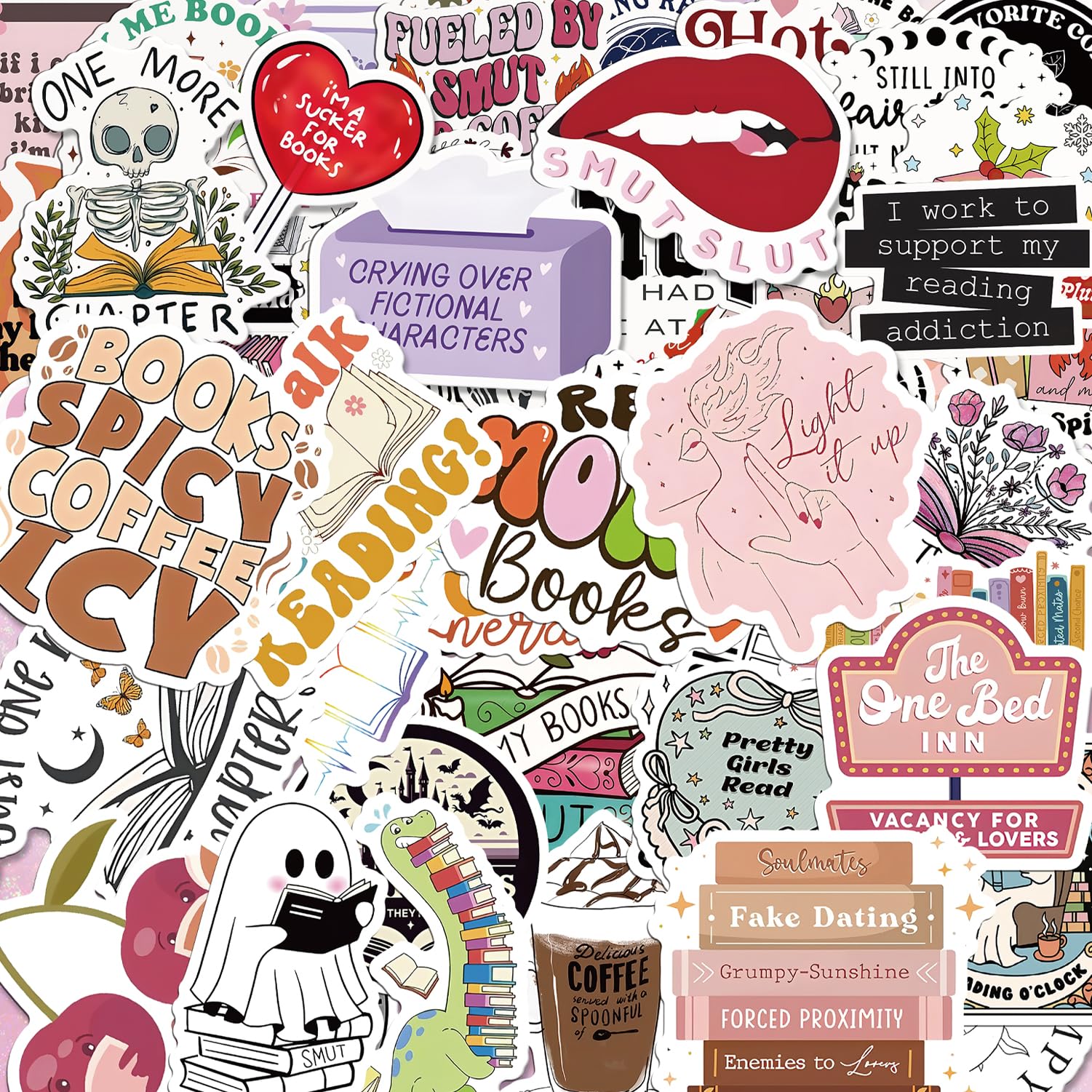200pcs Romance Book Stickers for Kindle Bookish Sticker Pack Reading Glitter Vinyl Decals for Laptop Ebook Readers Water Bottles Journal Scrapbook Waterproof - Image 2