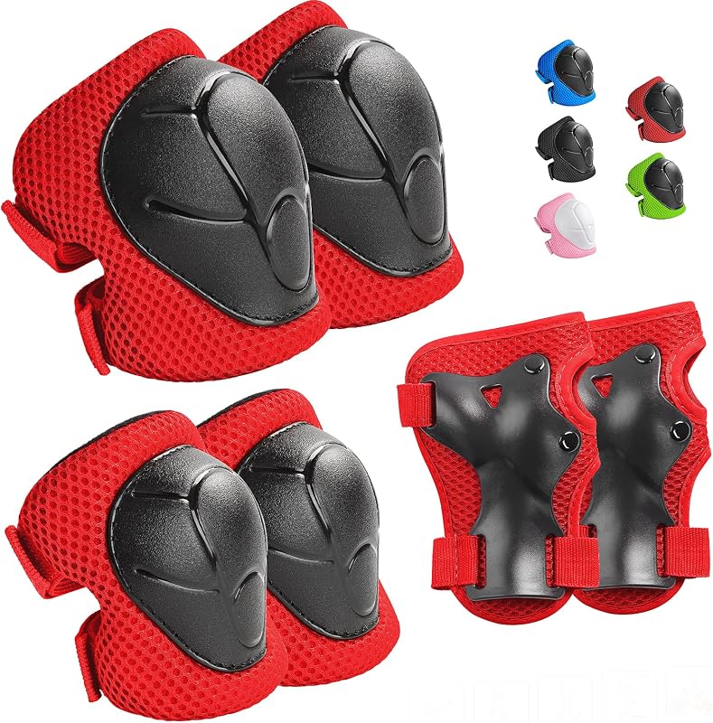 Wemfg Juego de Equipo de protección para niños Rodilleras para niños de 3 a 14 años Rodilleras y Coderas para niños pequeños con muñequeras 3 en 1 para Patinaje Ciclismo Bicicleta Patinaje Scooter