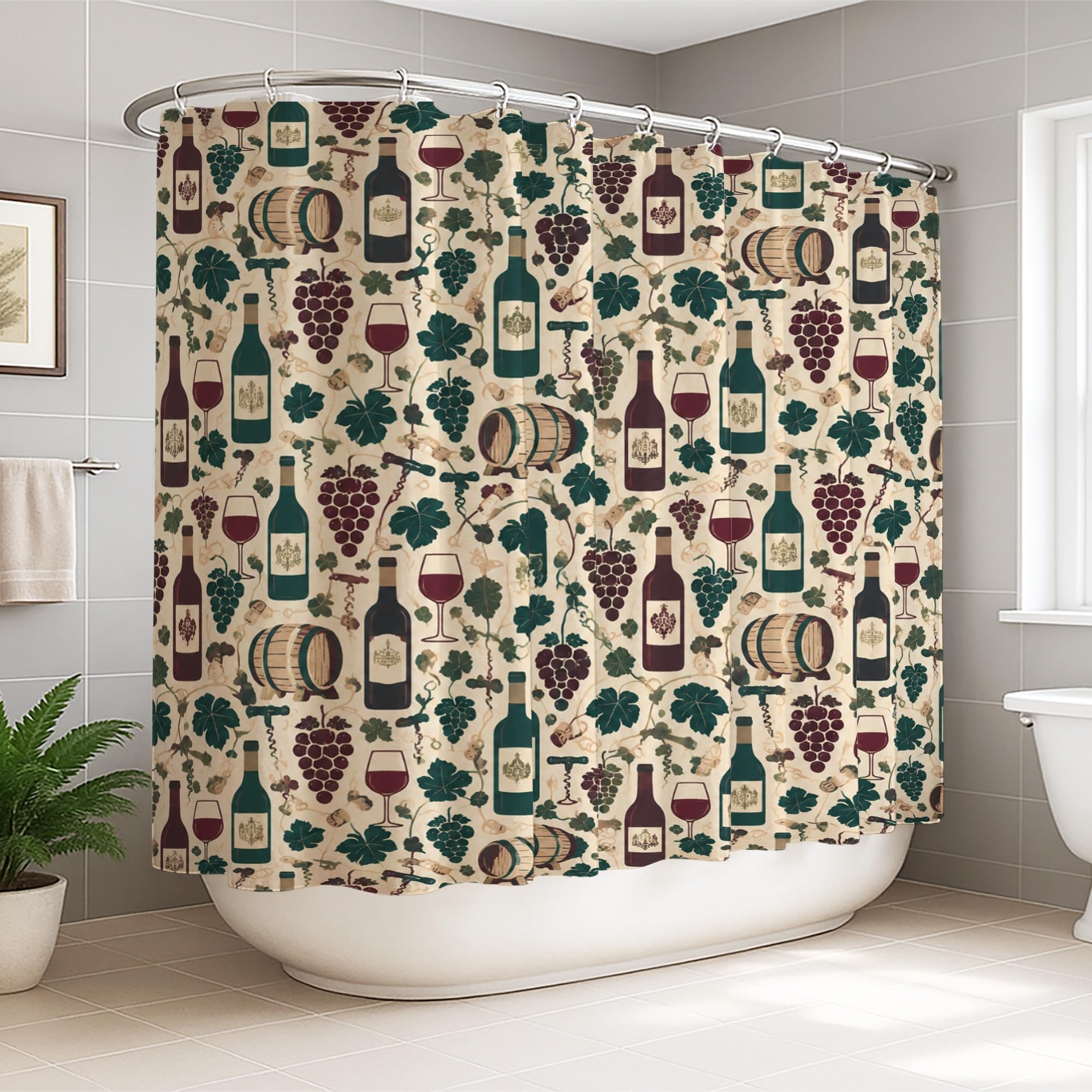 Rideau de douche bordeaux 274x183 cm en tissu imperméable rustique pour hôtel et maison