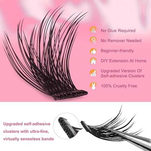 Miniatura 5 de Pestañas autoadhesivas en racimo de pestañas a presión, sin pegamento, extensiones de pestañas naturales, 2 estilos, extensiones de pestañas