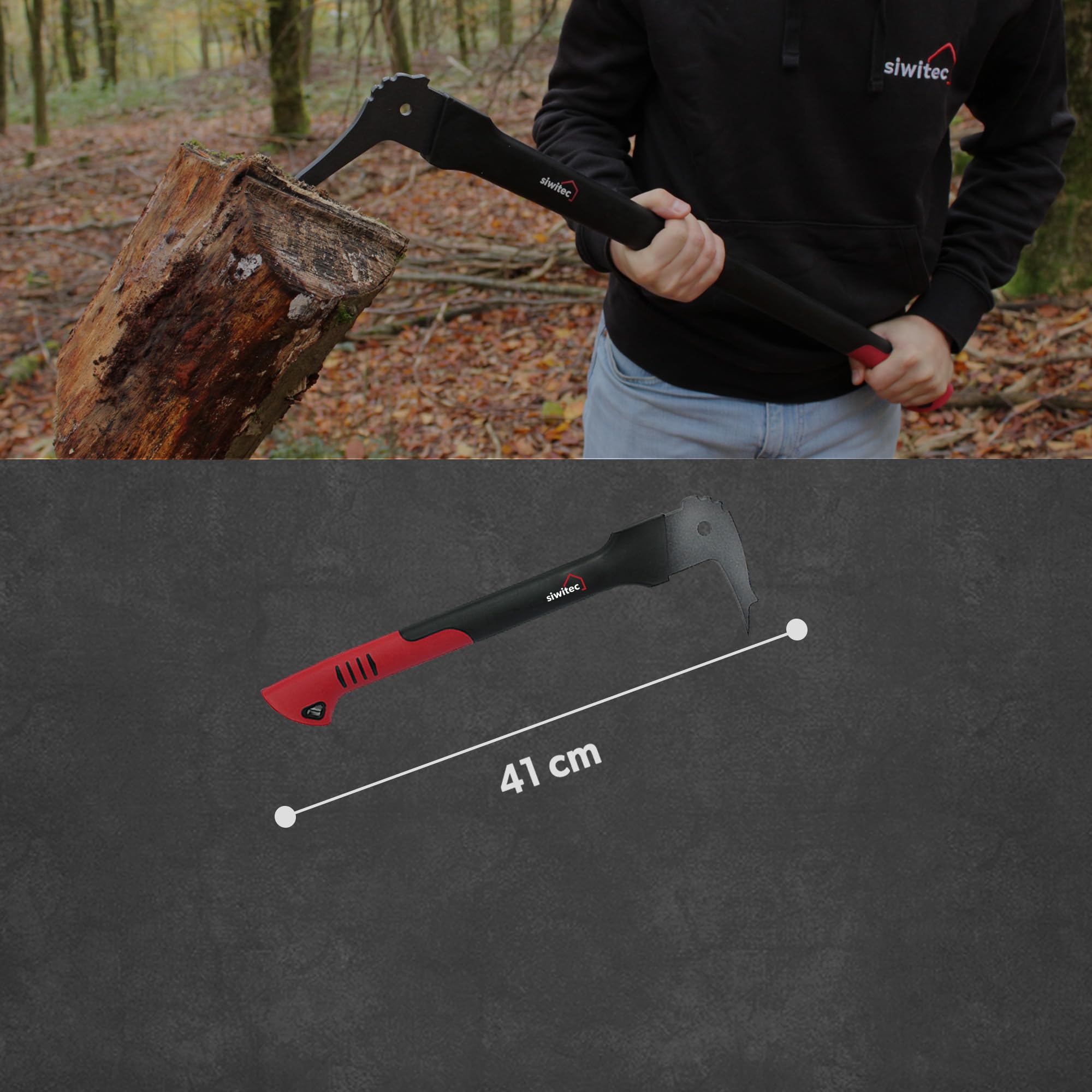 siwitec Handsappie 41 cm, Sappie Greifer, Astschlepper mit hakenförmiger Klinge, ergonomisches Forstwerkzeug, robuster Holzgreifer für effiziente Forstarbeit und Holzbearbeitung