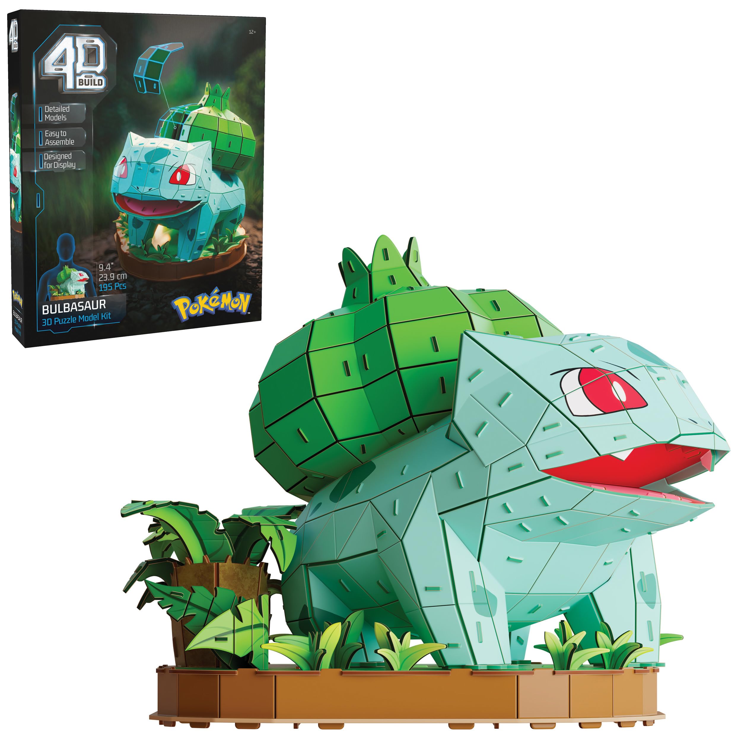 4D Build, Pokémon Bulbasaur 3D Model Kit, Pokémon Collectibles, Kanto Starter Collection, Desk Décor, Adult Puzzles, Building Toys, 3D Puzzles for Adults & Teens, 195 Pieces, for Ages 12 & Up