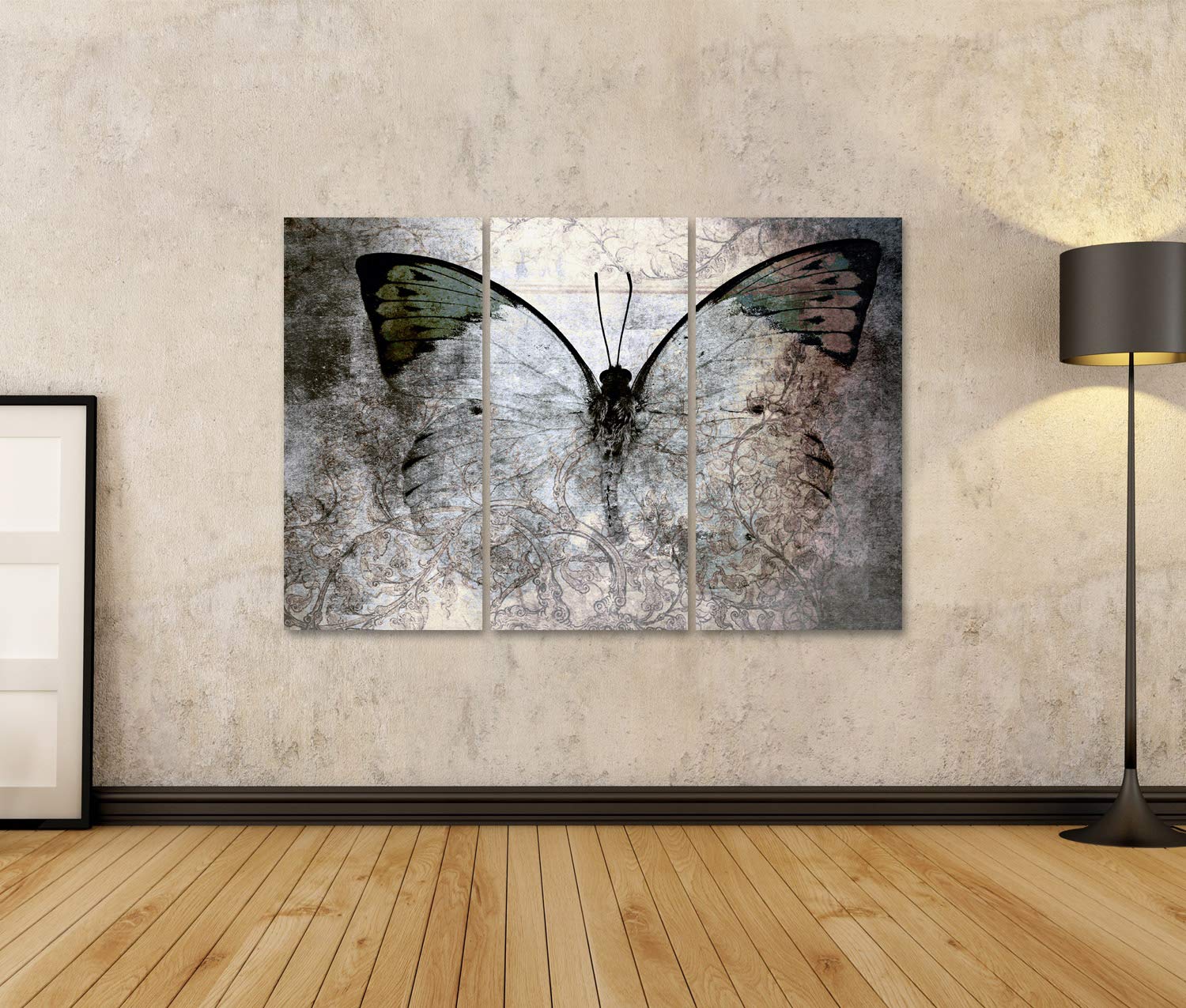 islandburner Image sur toile Abstrait Papillon Fond teinté Peinture murale Salon Maison Bureau Poster Images GBUO-3Px