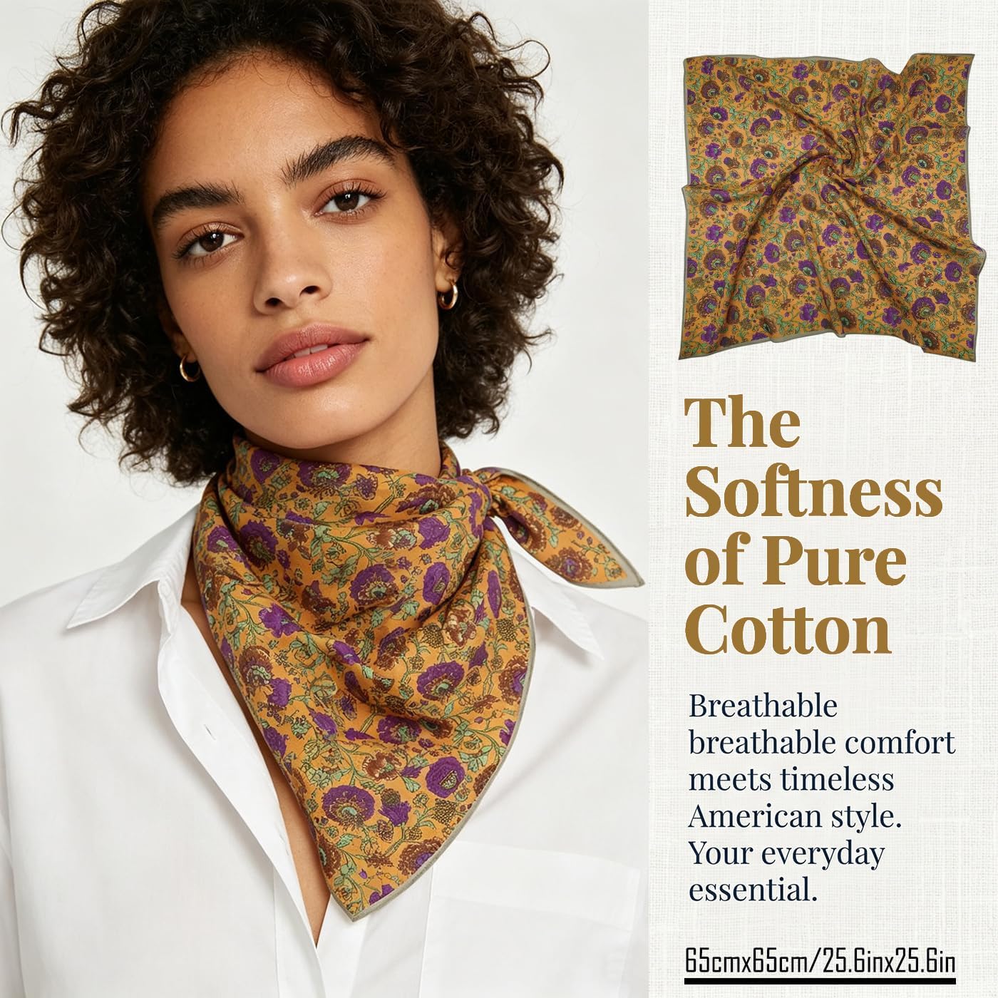 23''x23'' Cotton Abstract Print Multi-Purpose Scarf for Women image 2