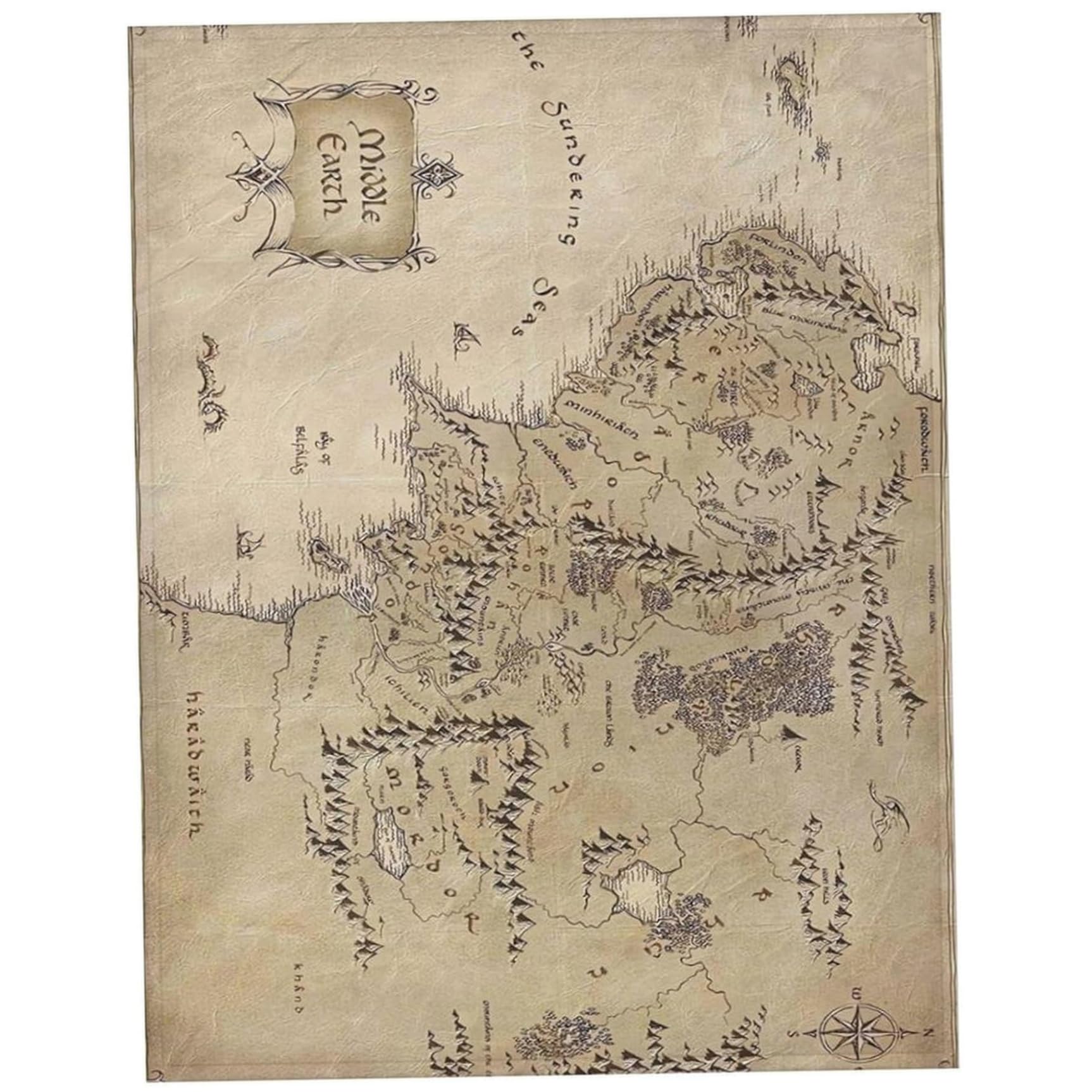 Uanqfegy Light Brown Middle Earth Map Fleece Blanket, 27.6X39.4 Inch Super Soft Plush Throw For Couch, Bed & Sofa, Cozy Home Decor