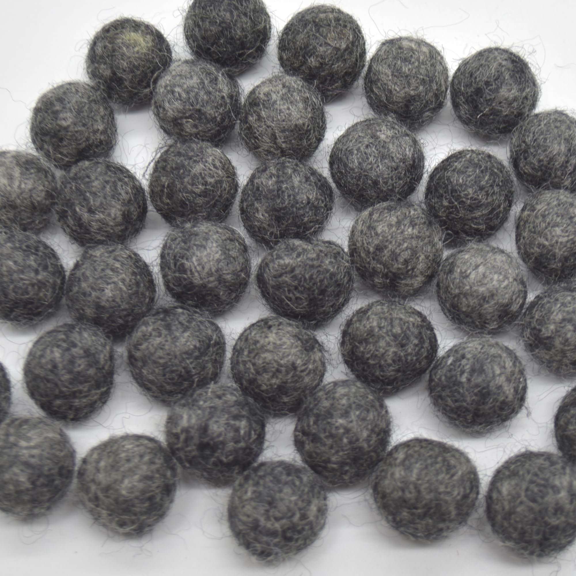 100% Wool Felt Balls - 1.5cm - 100 Felt Balls - Dark Natural Grey