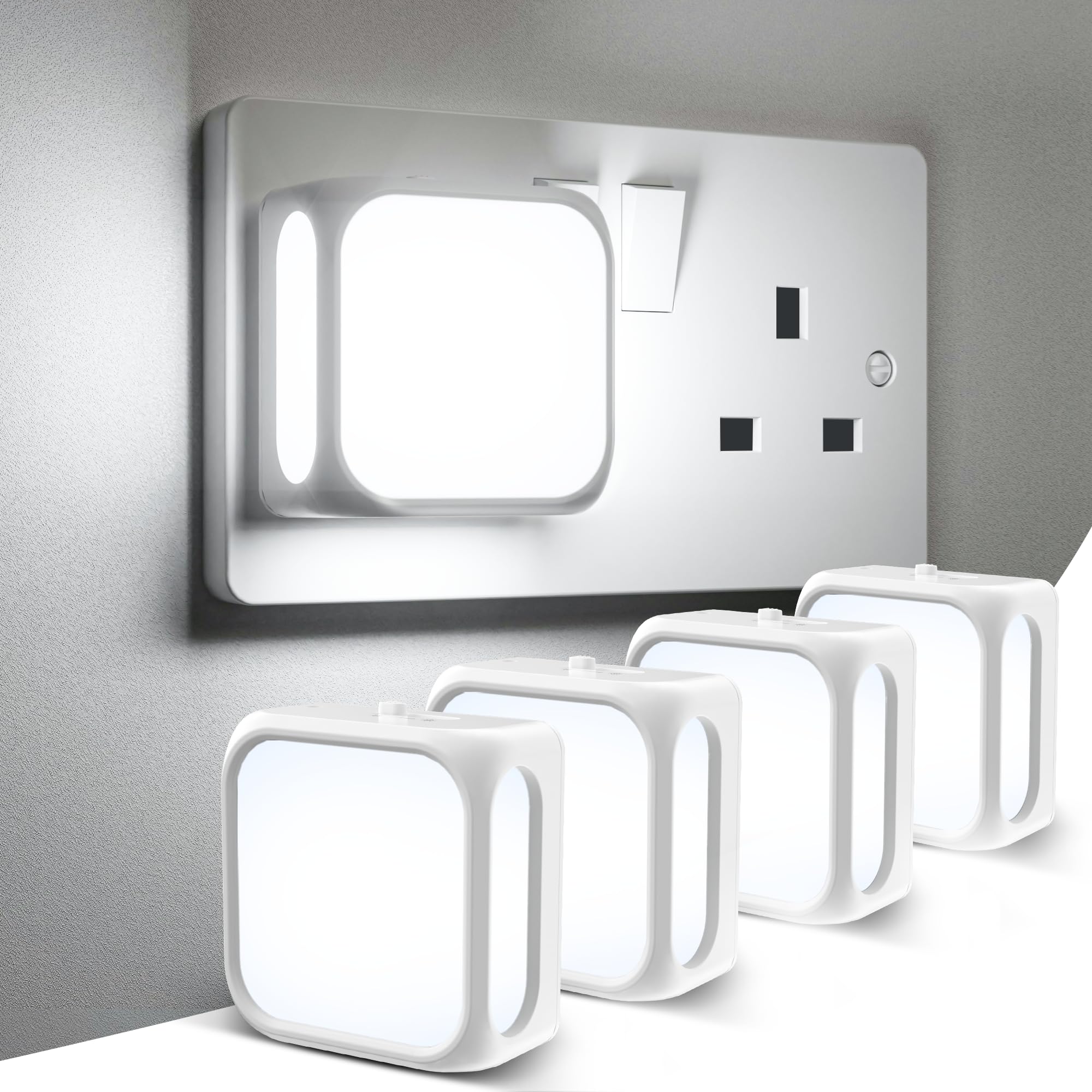 PURSNIC Night Light Plug in Wall, with Dusk to Dawn Photocell Sensor, 3000K Warm White, Brightness Adjustable, 1W LED Night Light for Kids, Bedroom, Hallway, Stairs, 2 Pack — view 11