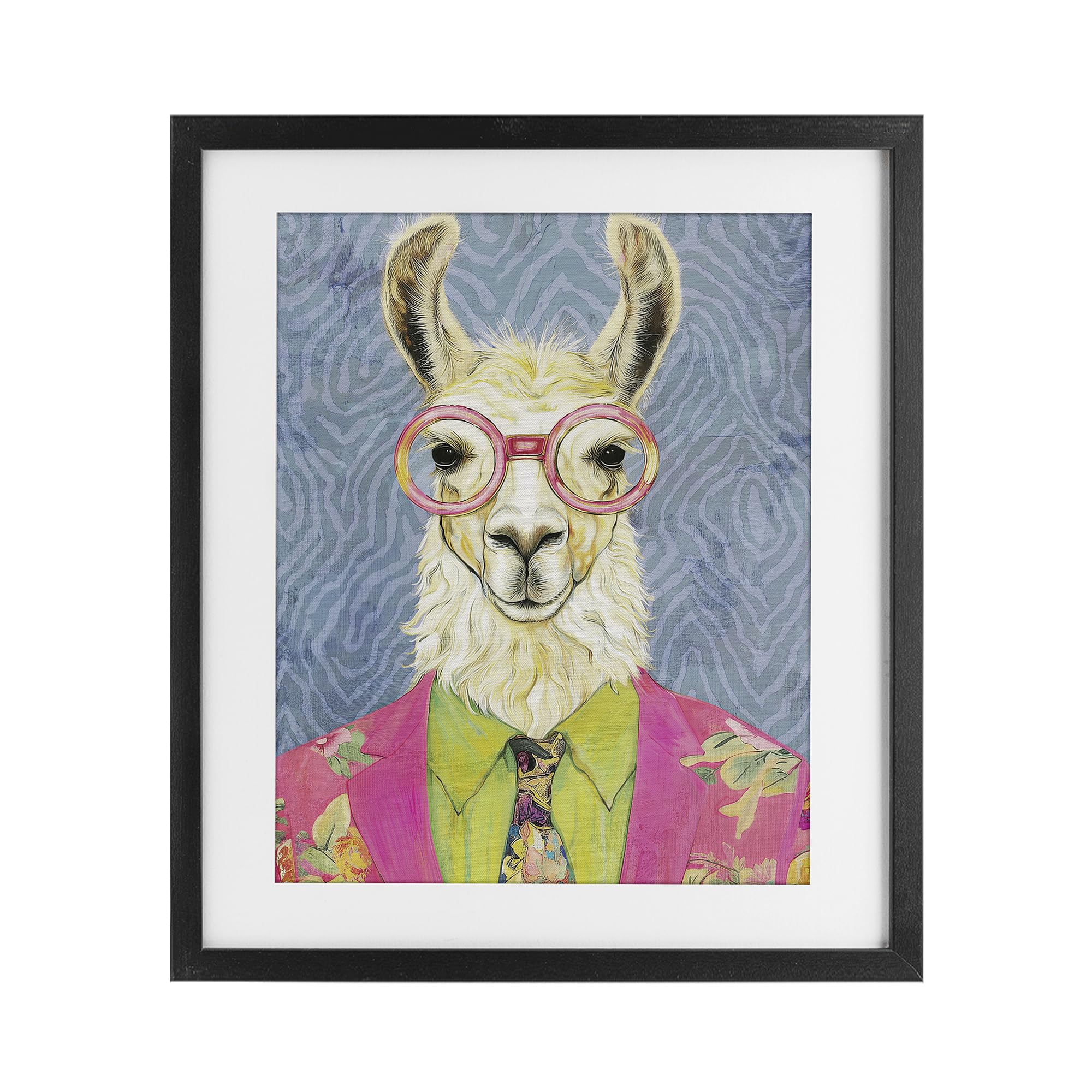 Stupell Industries Colorful Llama Portrait 'Bright Gaze Llama', Framed Print Under Glass, Black, 17 X 21 Inches, Easy To Hang And Sturdy, Made In Usa, By Svetlana Aleynikova