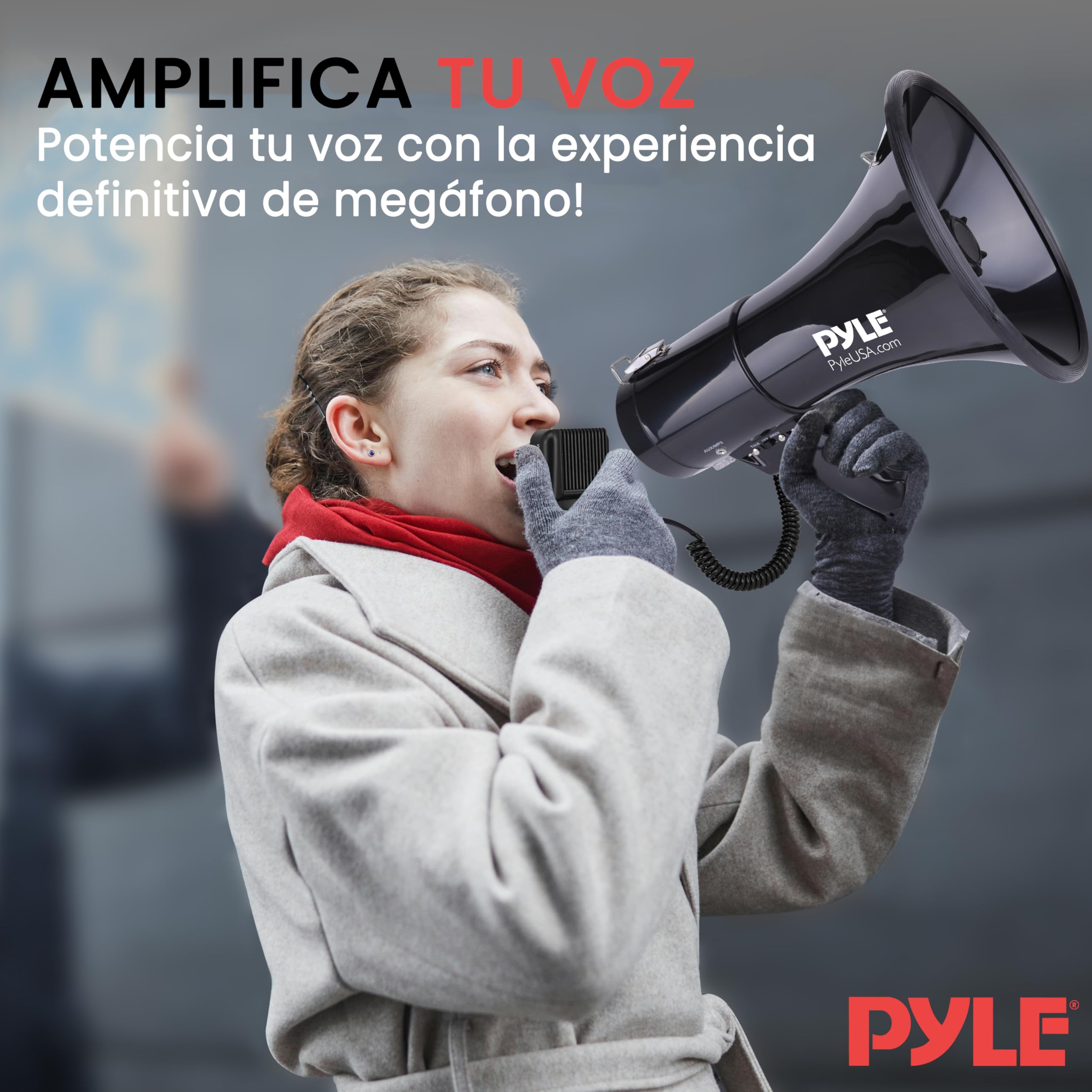 Pyle Megafono Portatil 50V Sirena Control de Volumen
