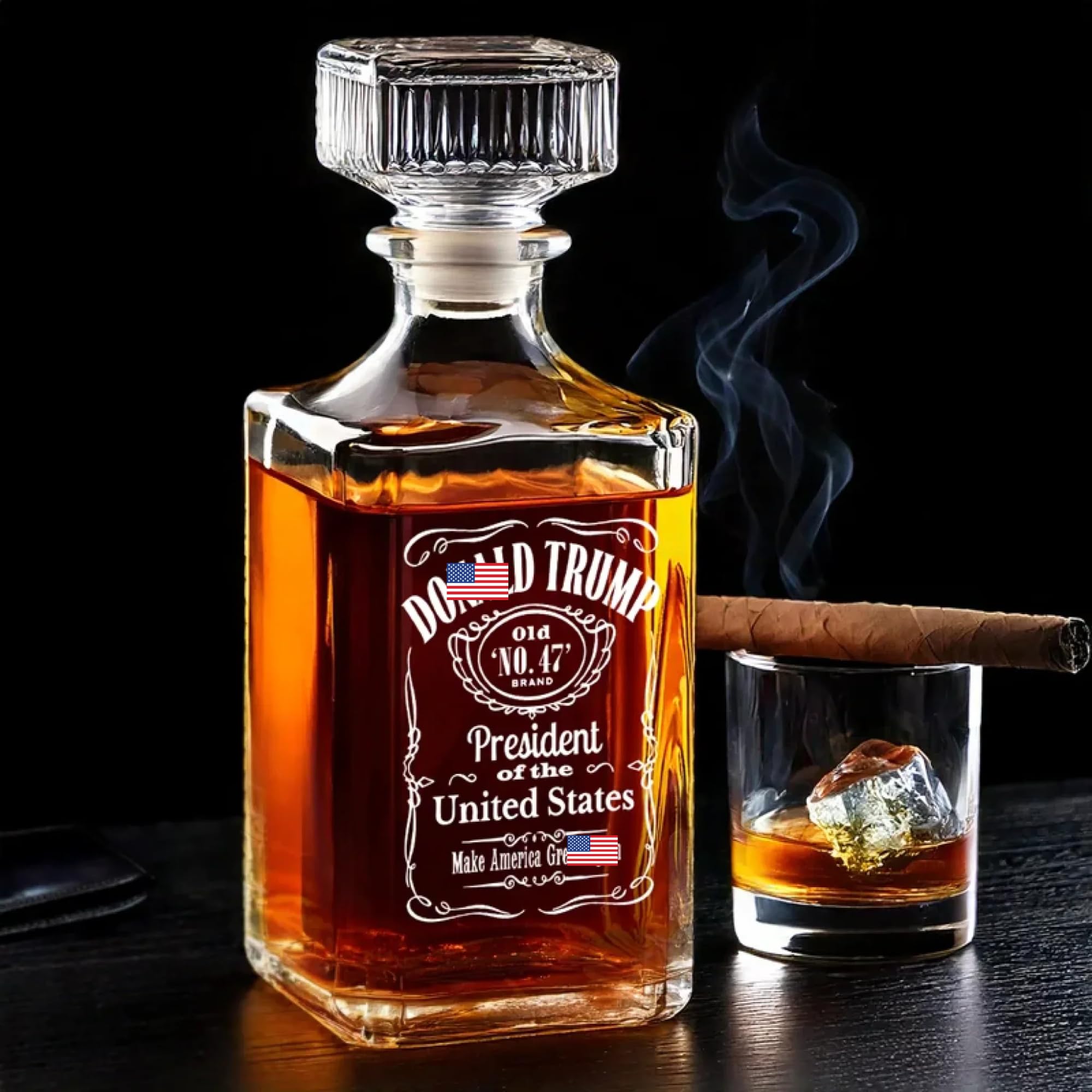Amazon.com | Old 47 Brand US Patriotic Pride Glass Whiskey Bottle