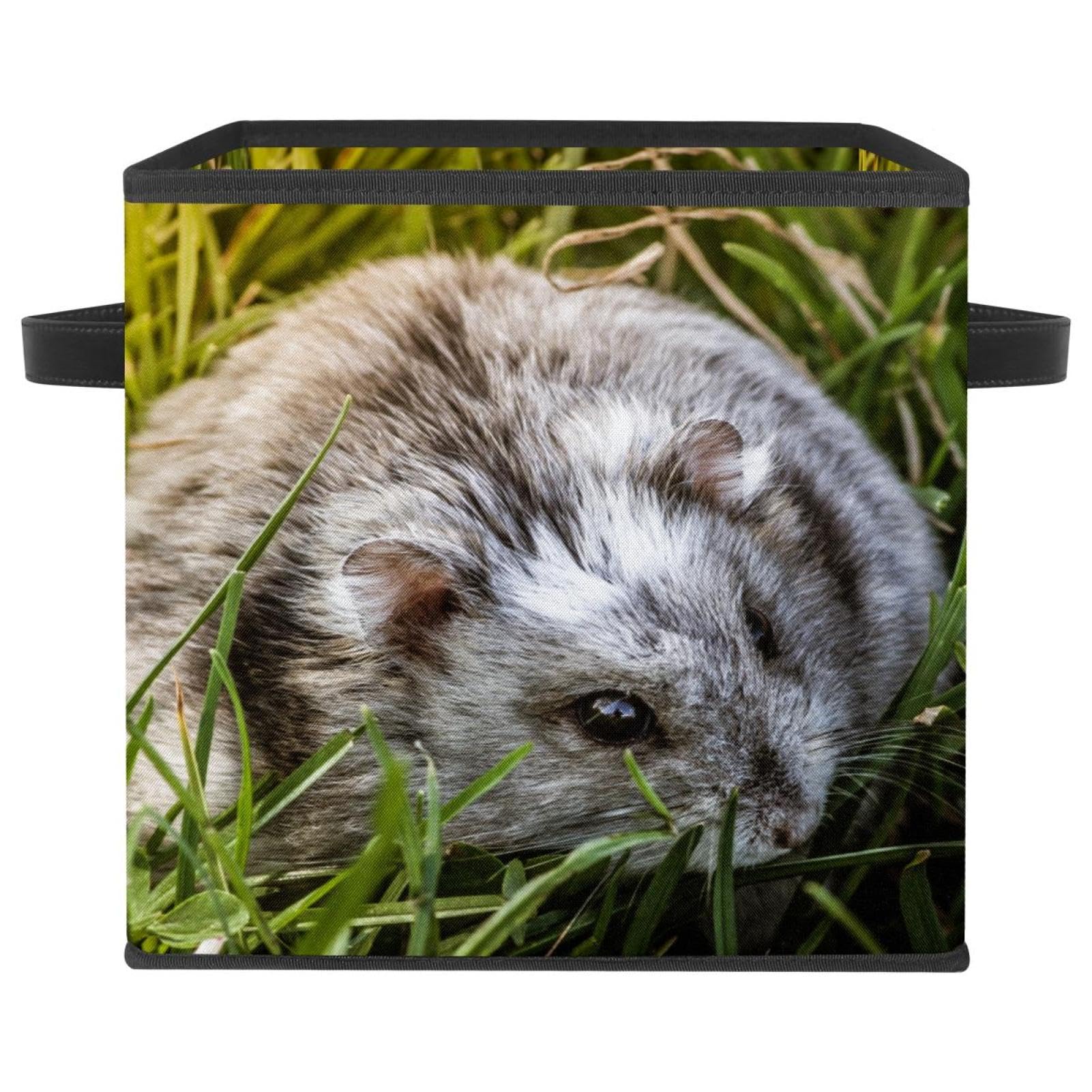 Boîte de rangement pliable en tissu cube gris avec motif hamster sauvage pour placard