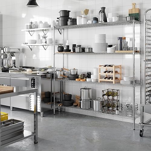 Miniatura 473 de Kit de estantería de alambre cromado de 4 niveles de 24 pulgadas de profundidad x 24 pulgadas de ancho x 64 pulgadas de alto Unidad de estante