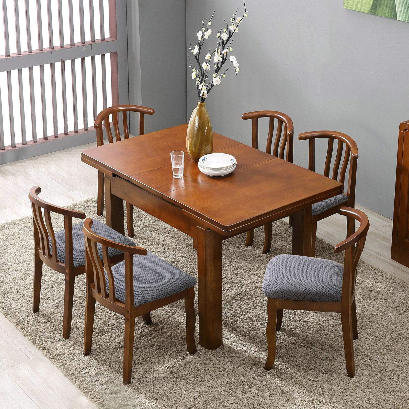 Genina Fundas de asiento para silla de comedor, fundas de asiento de cocina, fundas de silla (gris oscuro, 6 piezas)