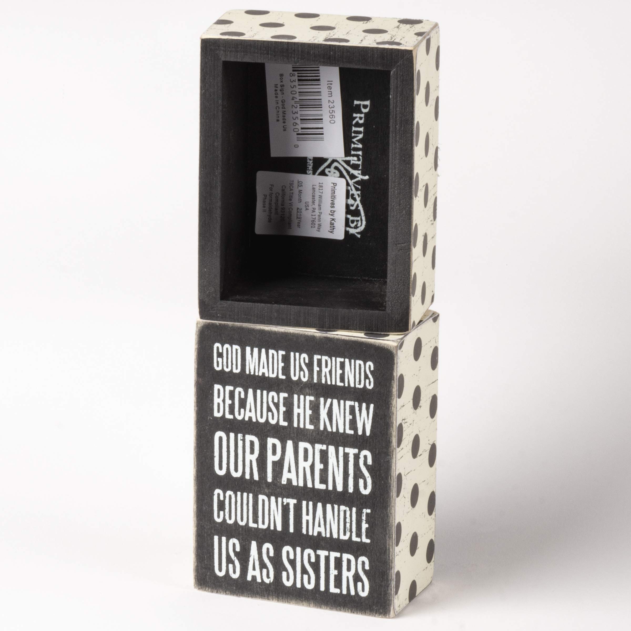 Primitives by Kathy Box Sign, 4-inch by 3-inch, God Made Us by