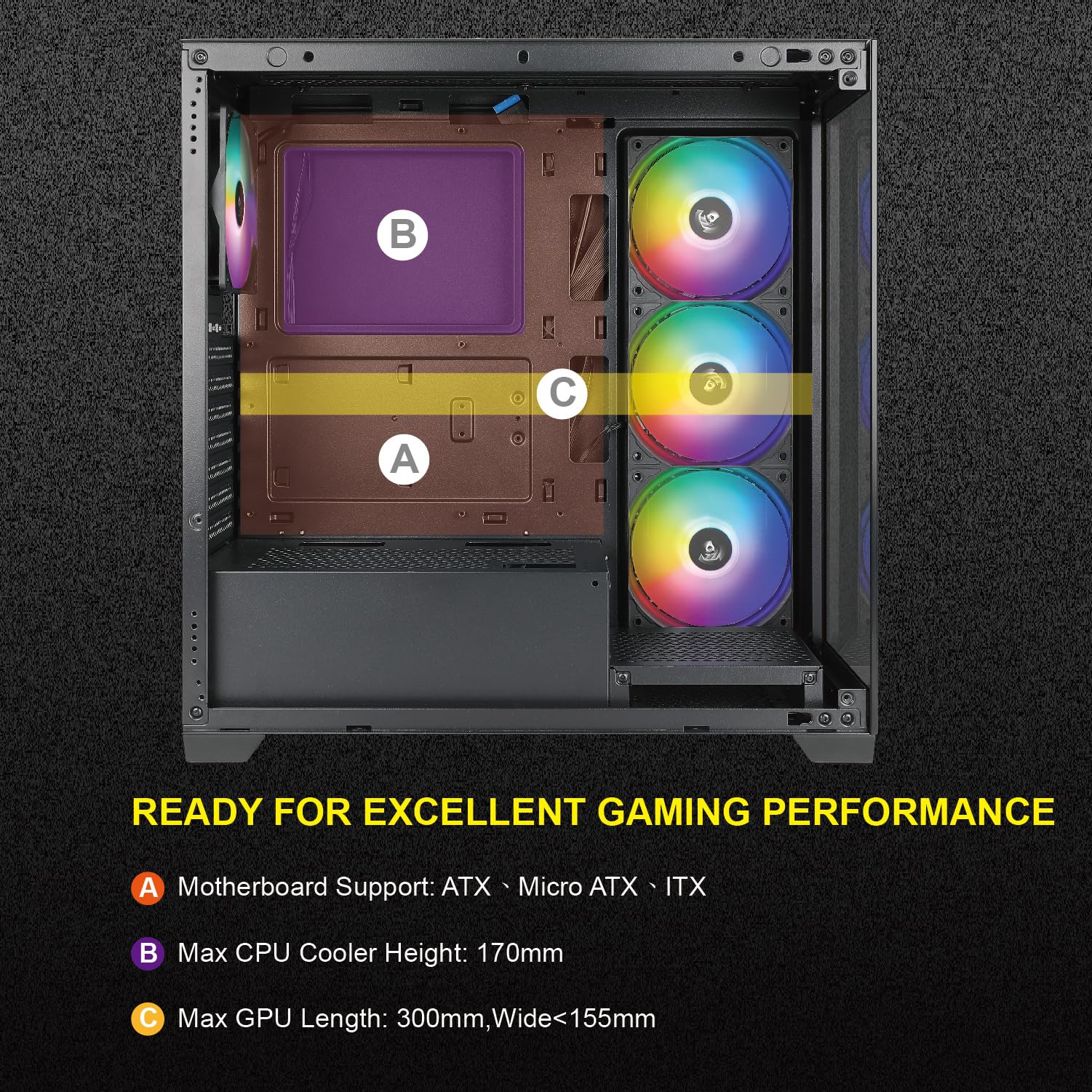Amazon.com: AZZA CSAZ-491 Neptune/Gaming/ATX Mid-Tower/Computer