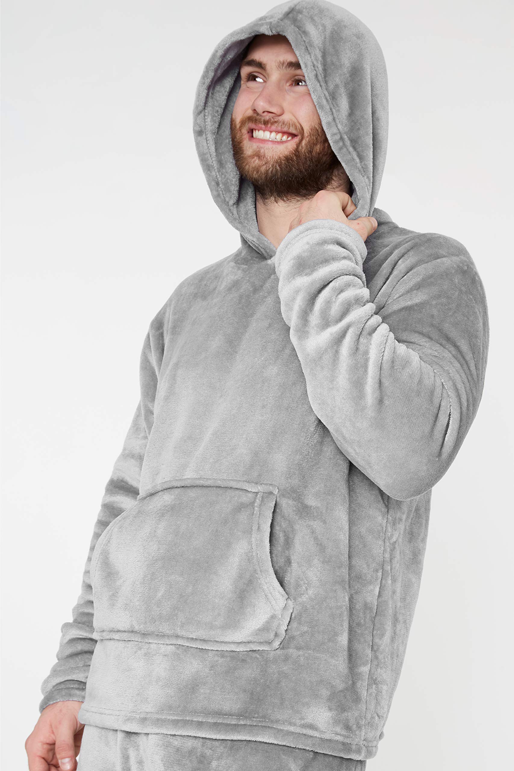 CityComfort Pyjama Homme, Ensemble De Pyjamas en Polaire Douce avec Pantalon Taille Élastique Et Pull à Capuche en Pilou Chaud, Idée Cadeau Ado ou Adulte