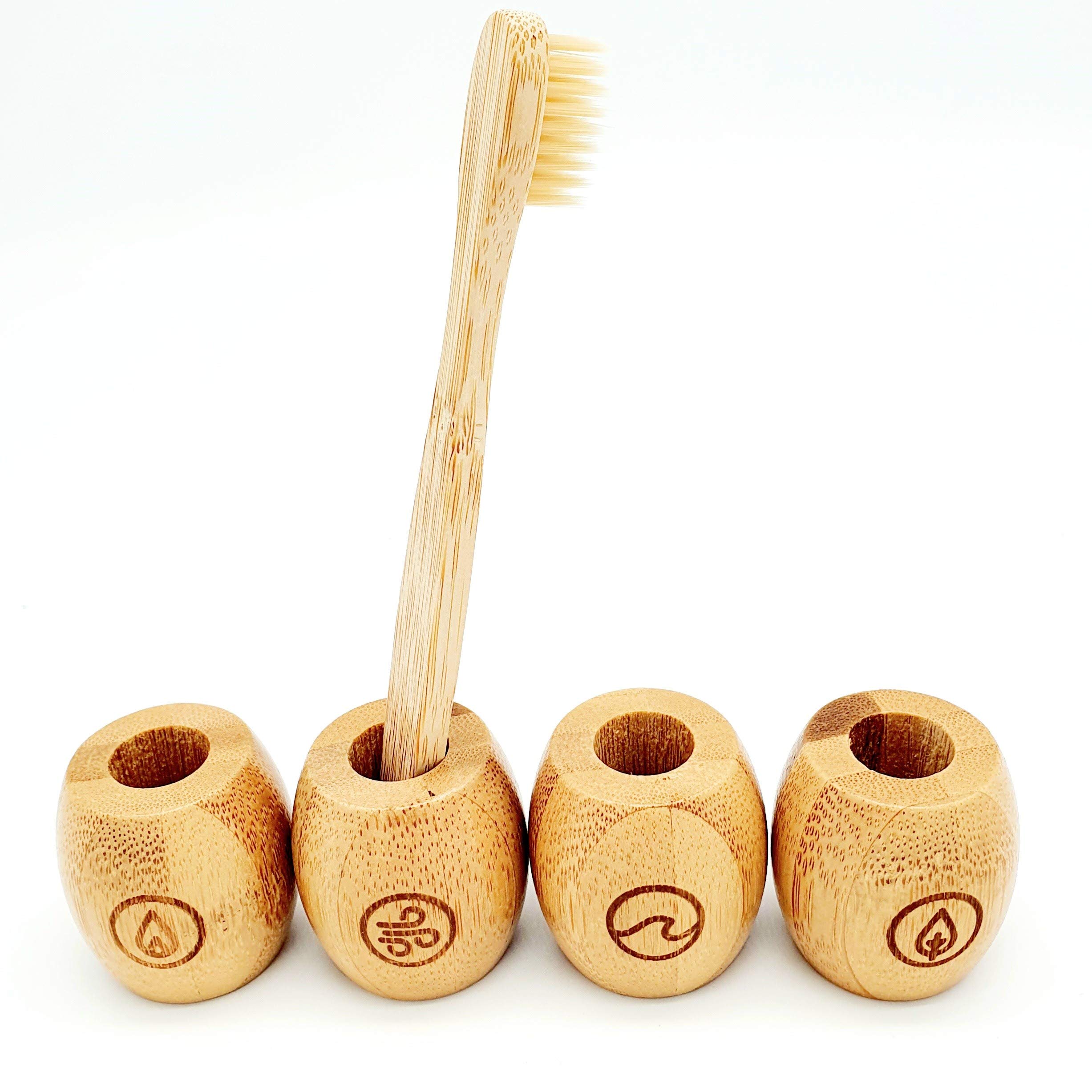 Bamboo Toothbrush Holder, Pack of 4