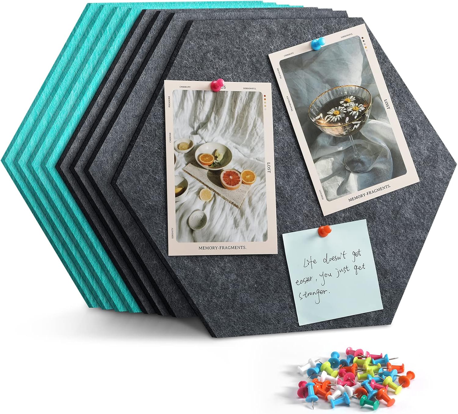 Uoisaiko 30cm Large Felt Bulletin Board with 30 Push Pins, Pack of 8