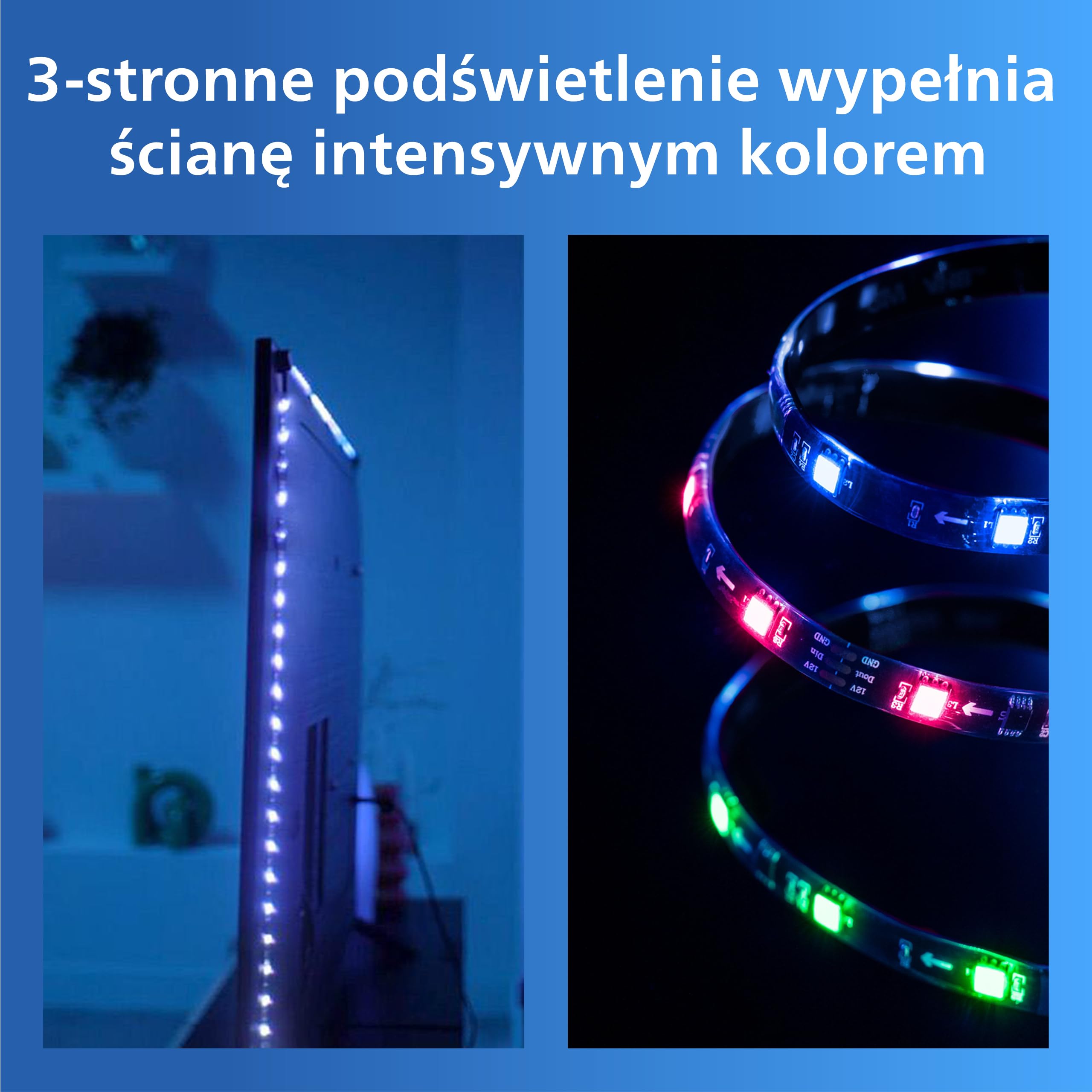 Philips Smart Lighting HDMI Sync Box with TV Backlight, RGBIC LED Strip for 40-50" TV, Sync with Movies, Music, HDMI 2.0, 4K at 60Hz, Connected by WiZ, Requires External Video Source
