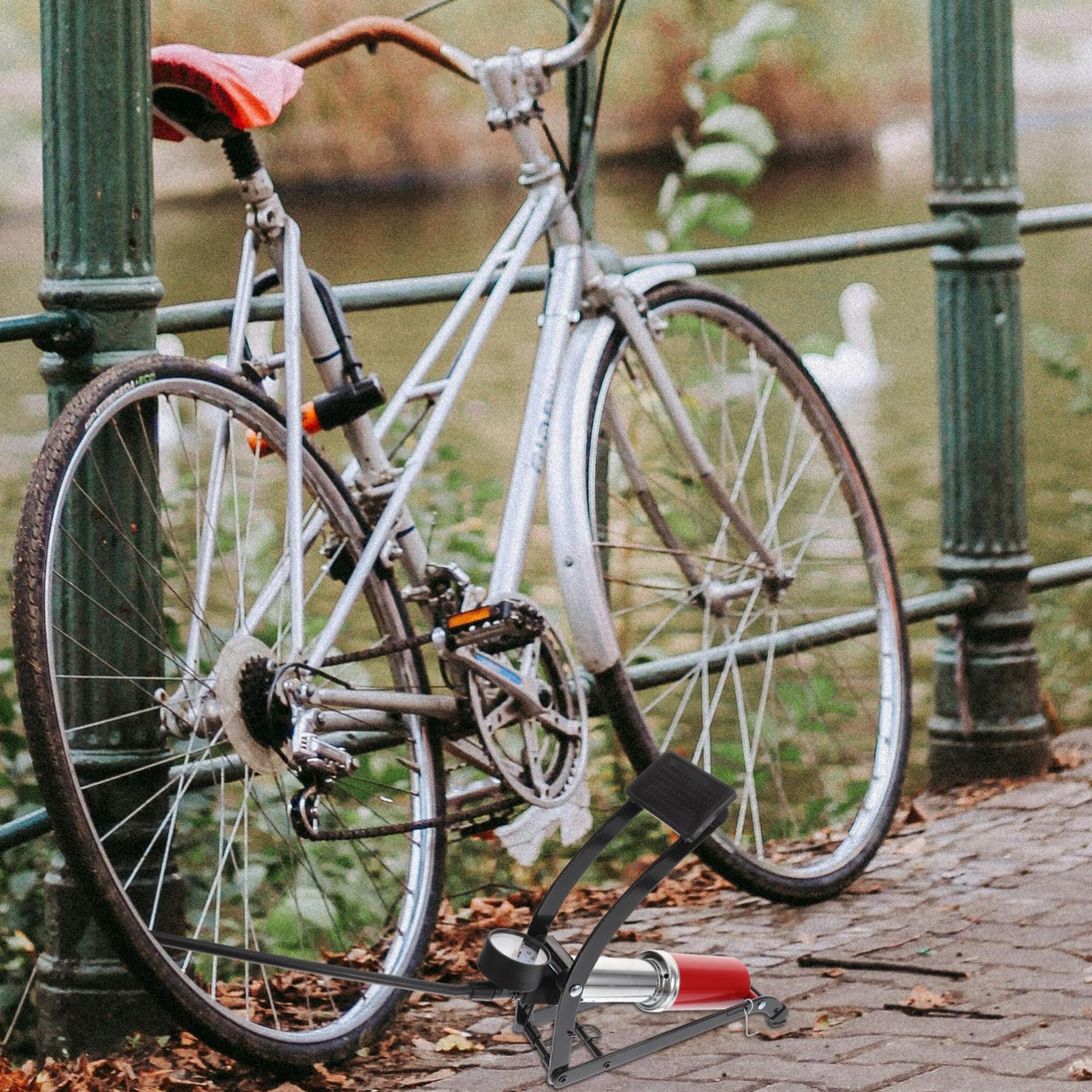 GALPADA Pompa per Bici ad Alta Pressione Portatile con Design Ergonomico Pompa e Compatta per Gonfiaggio Rapido Pneumatici Corsa e Mountain Bike