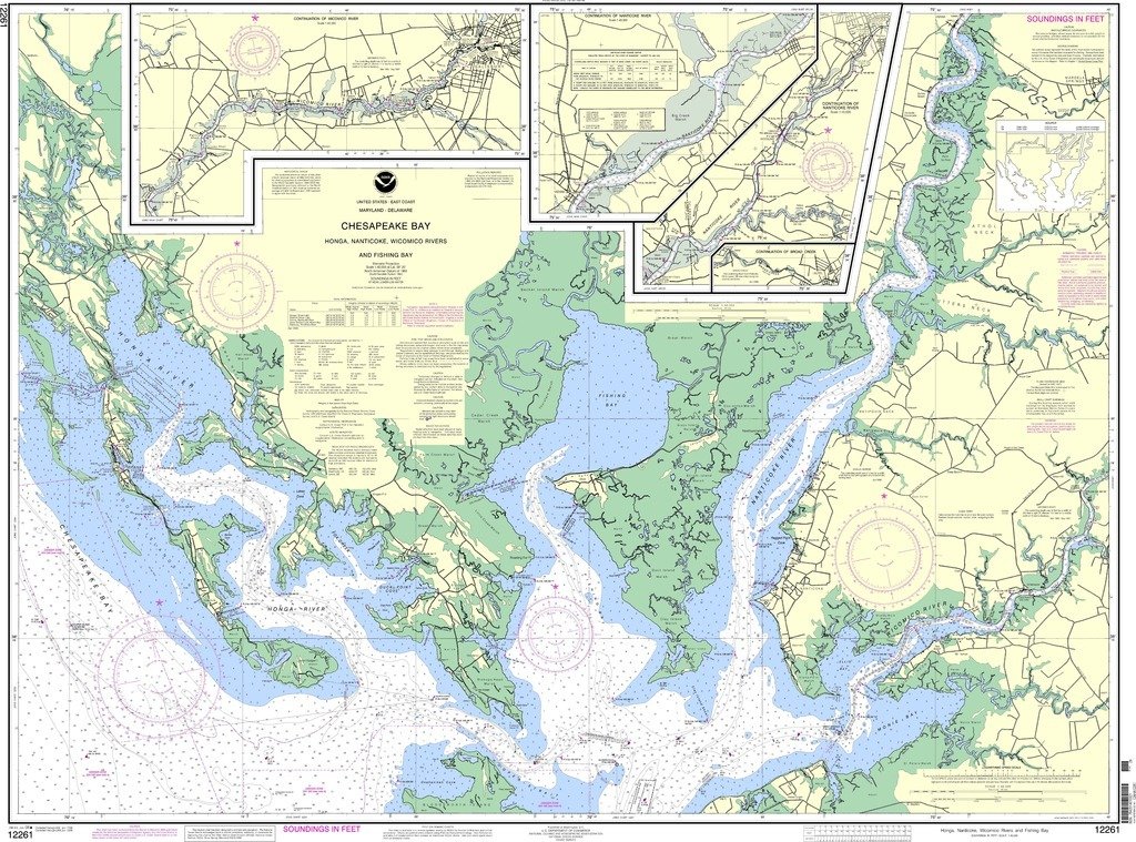 NOAA Chart 12261: Chesapeake Bay Honga, Nanticoke, Wicomico Rivers and Fishing Bay